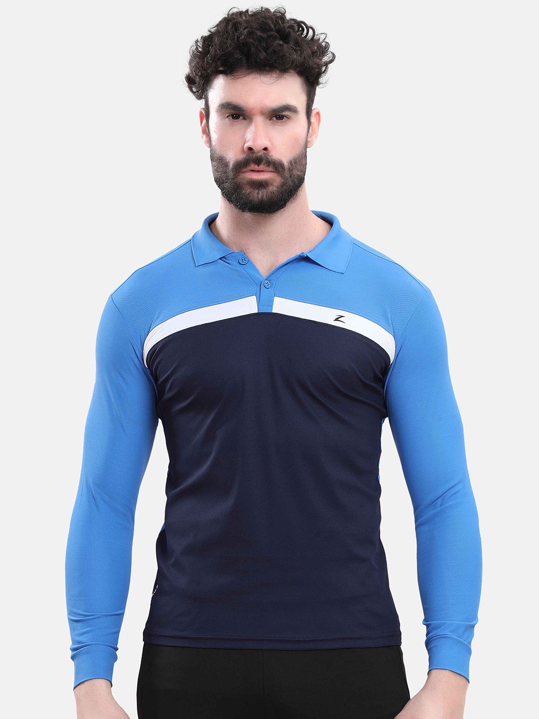 

Z Zagros Men Colourblocked Polo Collar T-shirt, Violet
