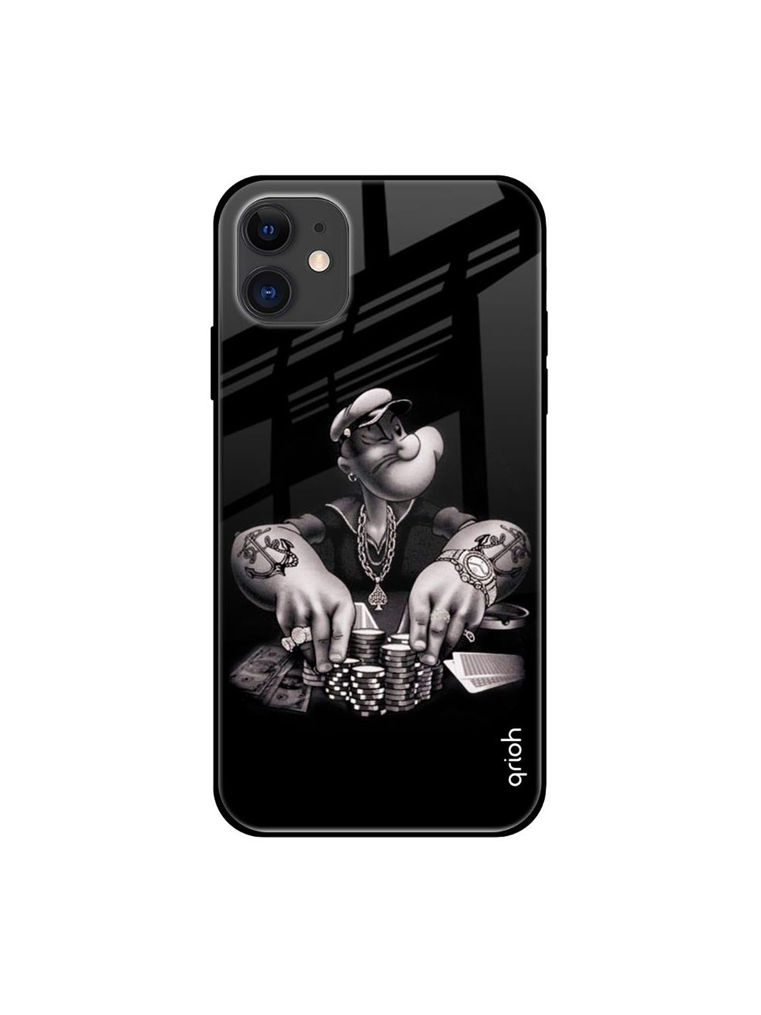 

QRIOH Gambling Problem Printed iPhone 12 Mini Back Case, Black