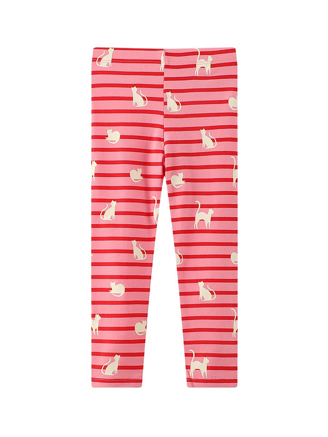 

LULU & SKY Girls Striped & Novelty Printed Ankle Length Leggings, Pink