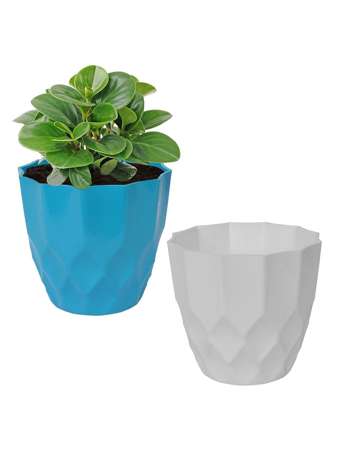 

Kuber Industries Blue & White 2 Pieces Textured Planters