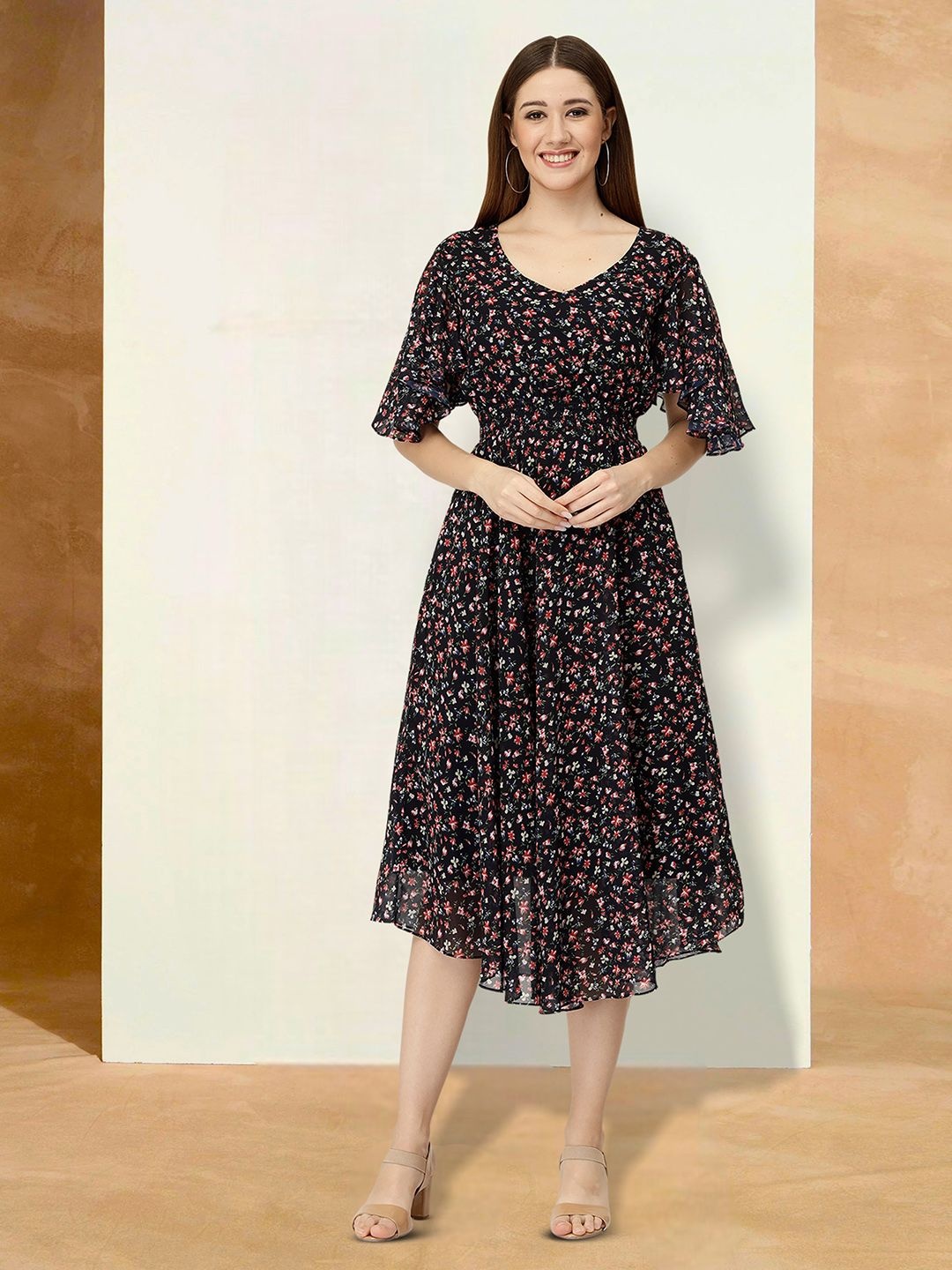 

Moda Rapido Floral Print Applique Fit & Flare Dress, Multi