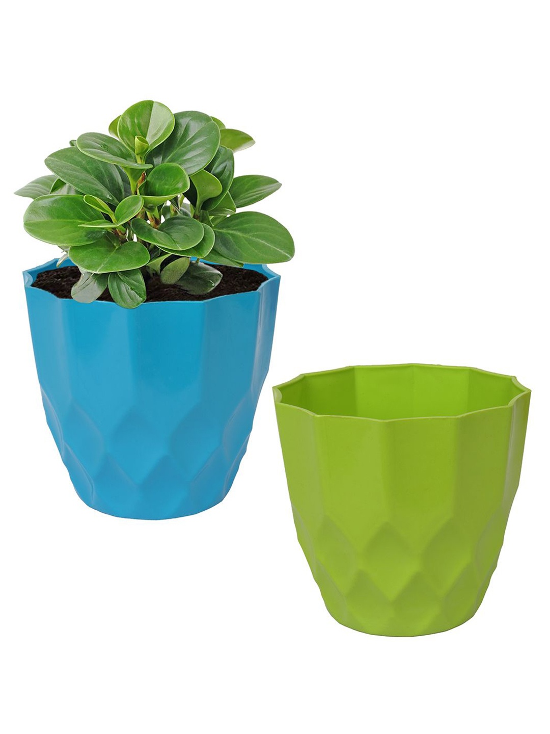 

Kuber Industries Blue & Green 2 Pieces Textured Planters