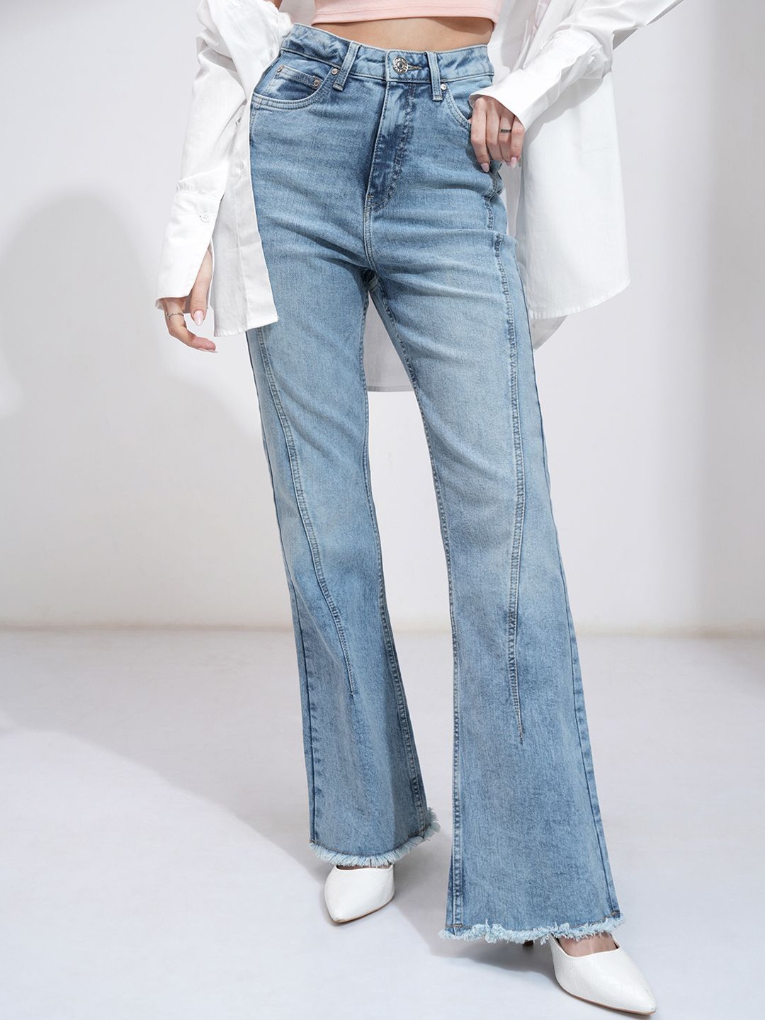 

Tokyo Talkies Women High Waist Bootcut Jeans, Blue