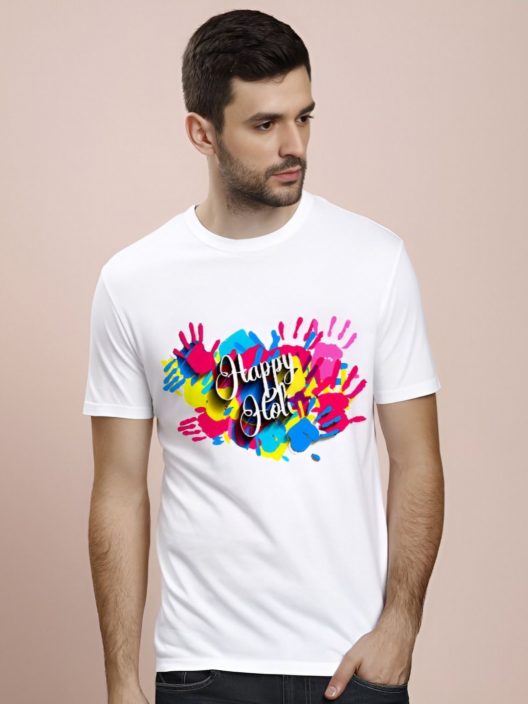 

MAYKR Men Printed Applique T-shirt, White