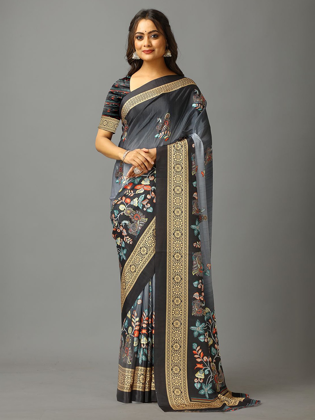 

NIRMAL CREATION Woven Design Zari Pure Crepe Designer Saree, Grey