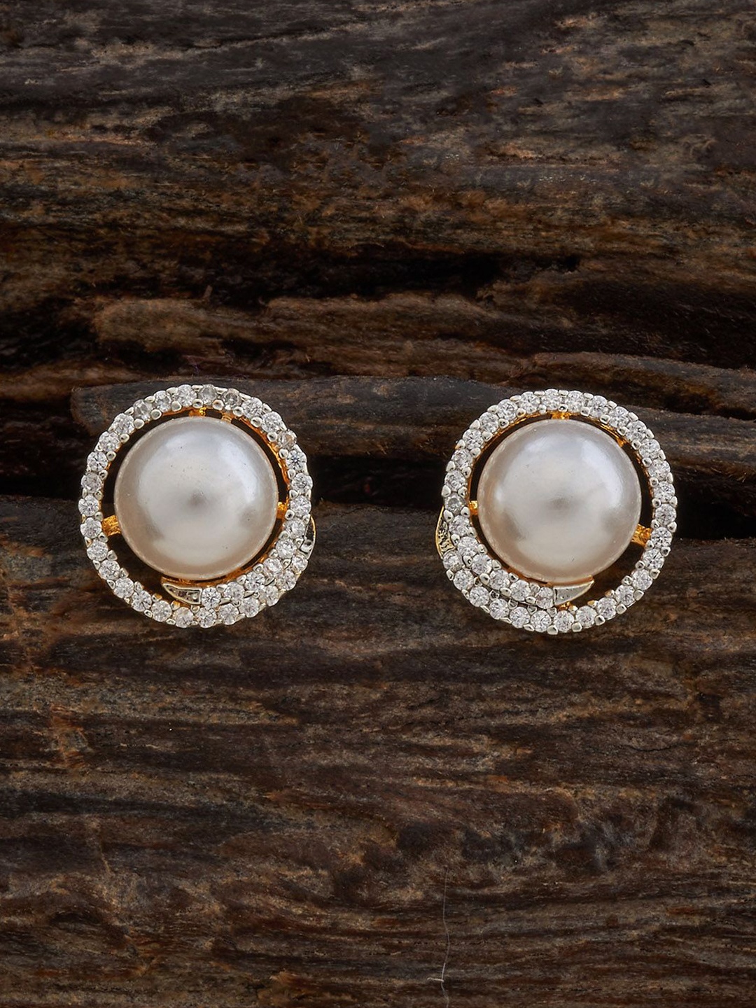 

Kushal's Fashion Jewellery Gold-Toned Zircon Classic Studs, White