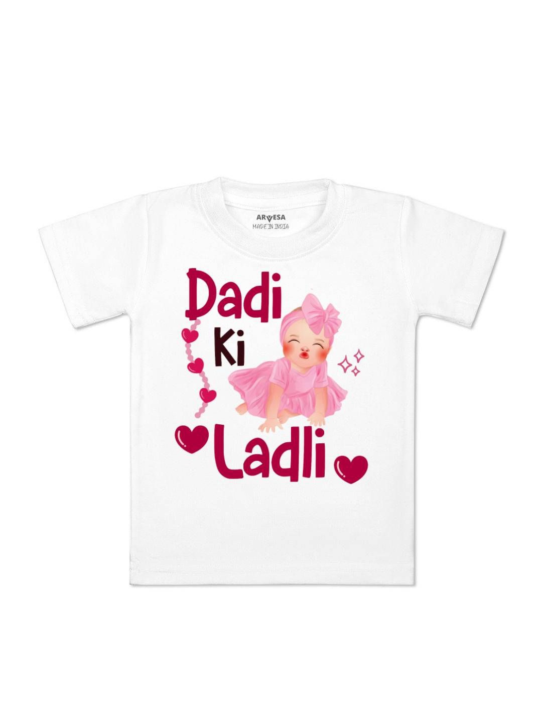 

Arvesa Kids Dadi Ki Ladli Printed Tshirt, White