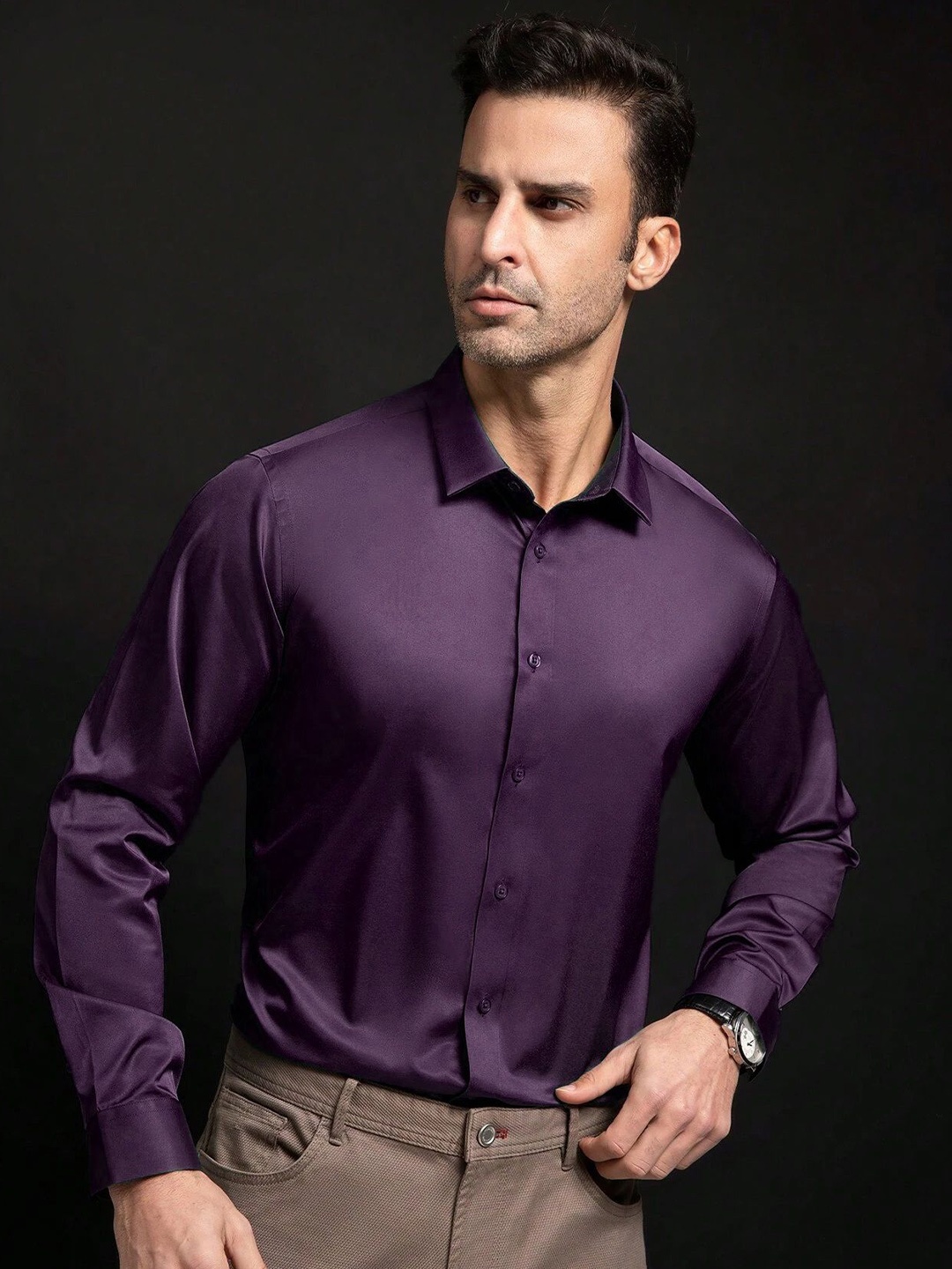 

SOLSTICE Men Comfort Opaque Party Shirt, Purple
