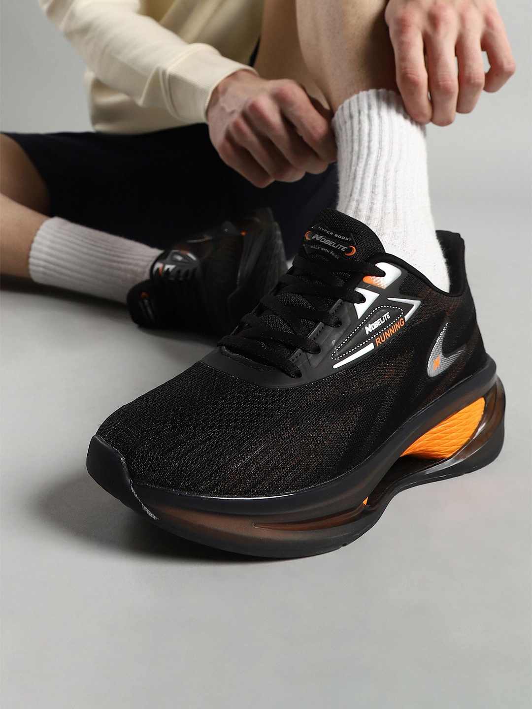 

NOBELITE Men Running Non-Marking Shoes, Black