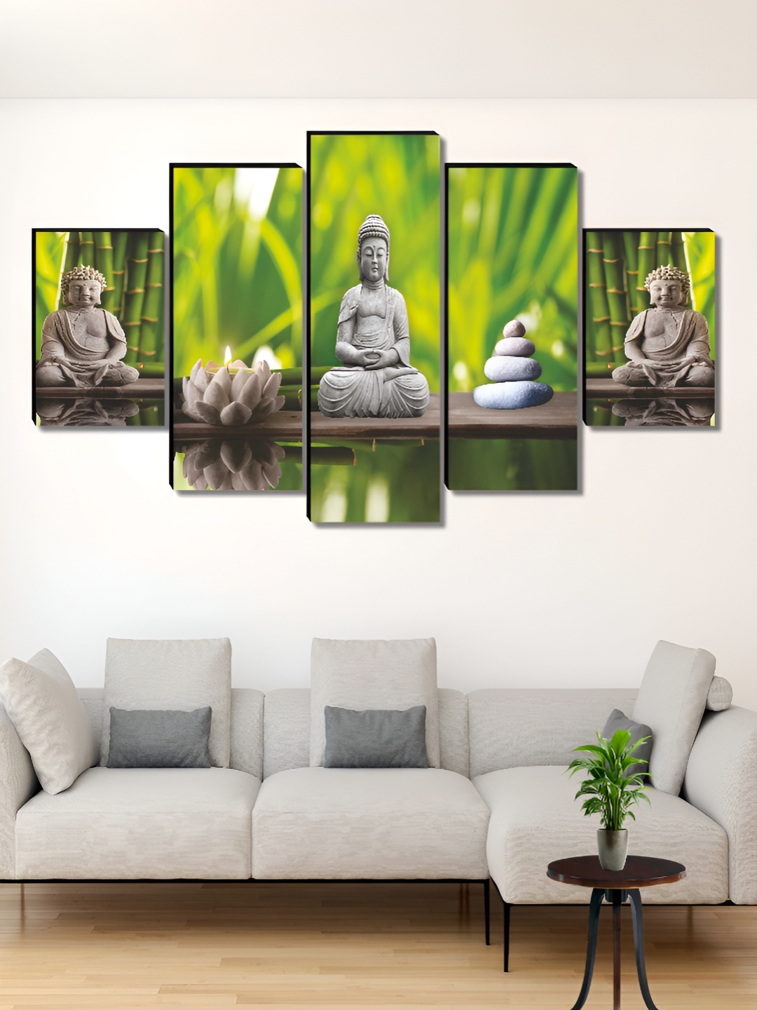 

Aura Green & Grey 5 Pieces Wooden Religious Wall Paintings