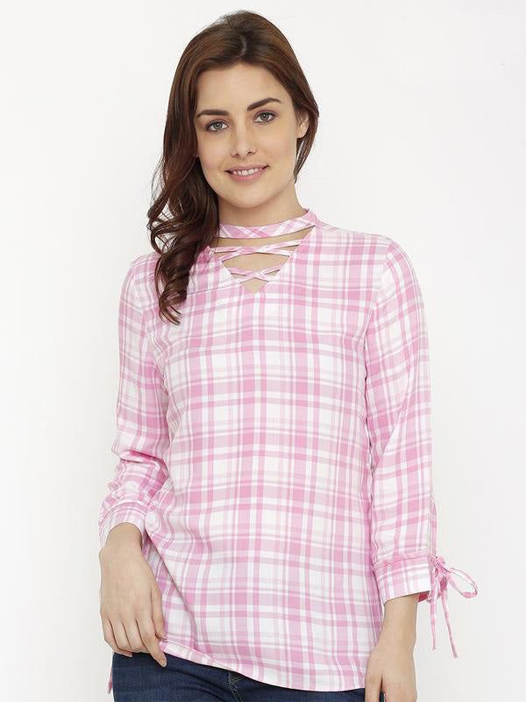 

Kraus Jeans Checked Top, Pink