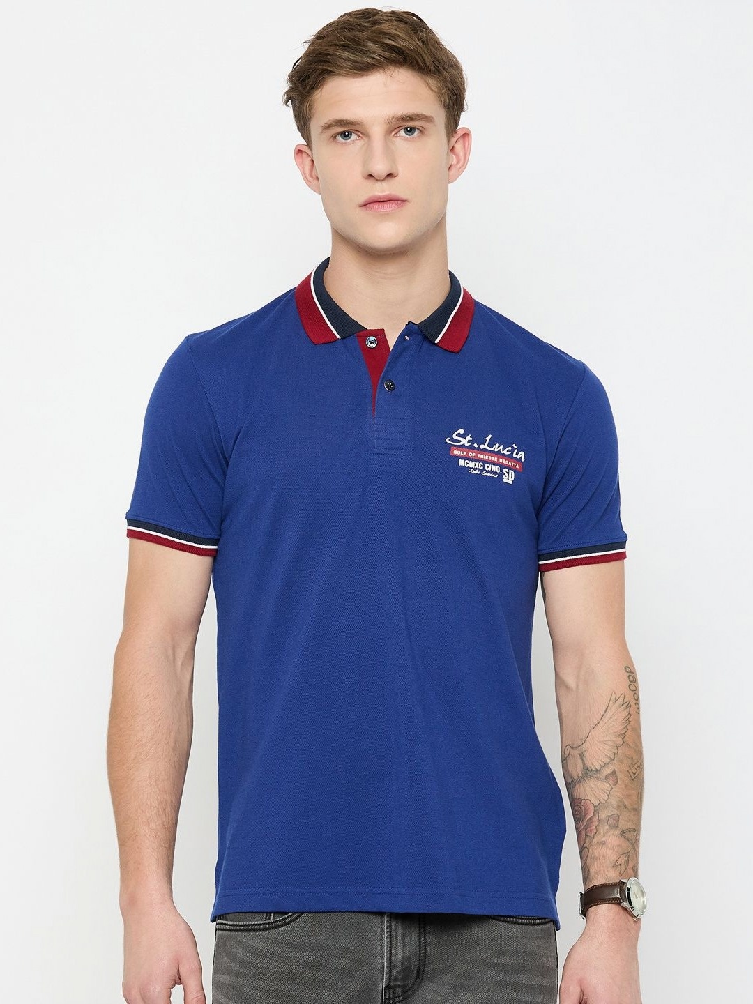 

Duke Men Polo Collar Slim Fit T-shirt, Blue