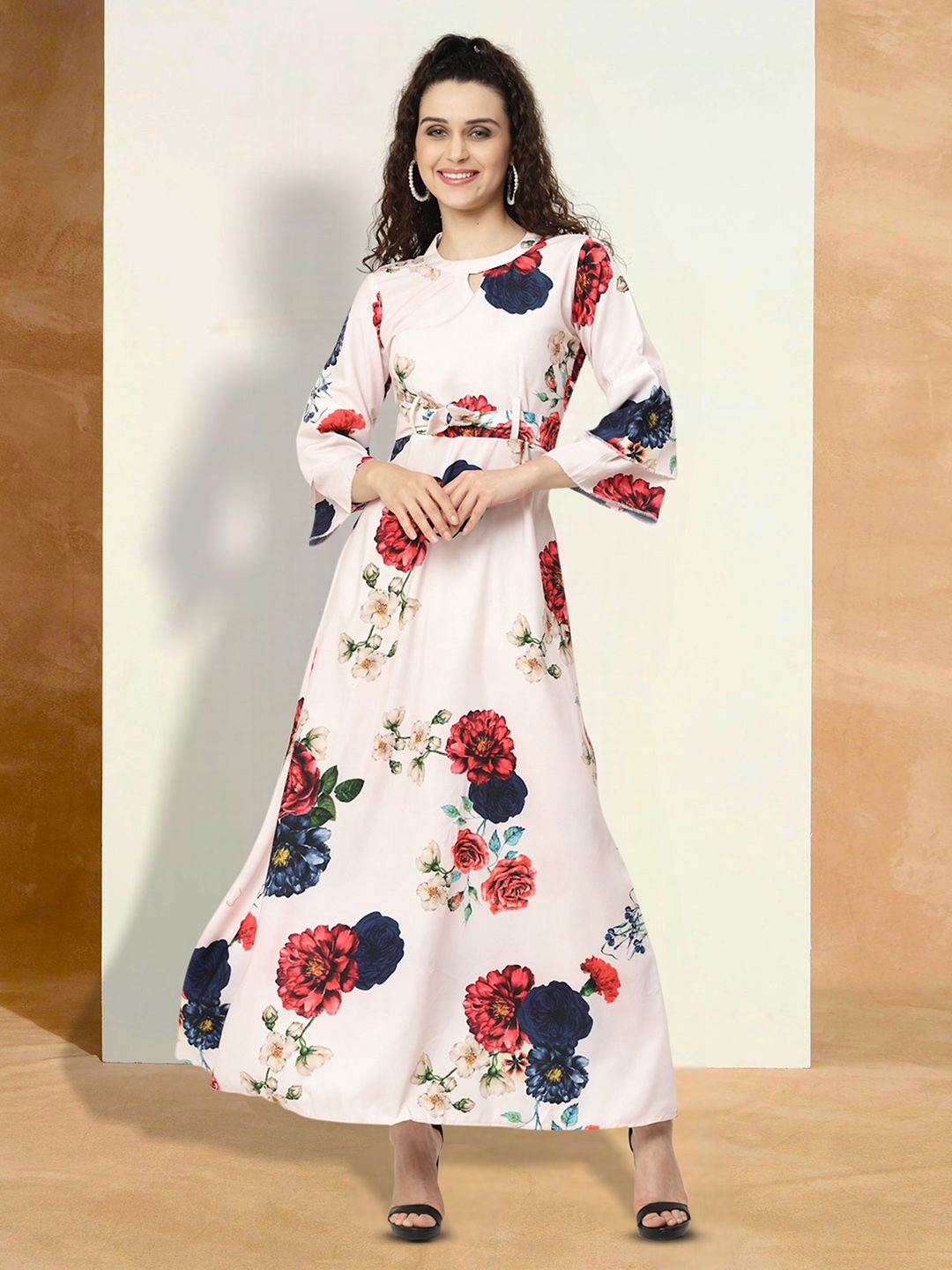 

Moda Rapido Floral Print Applique Fit & Flare Dress, Multi