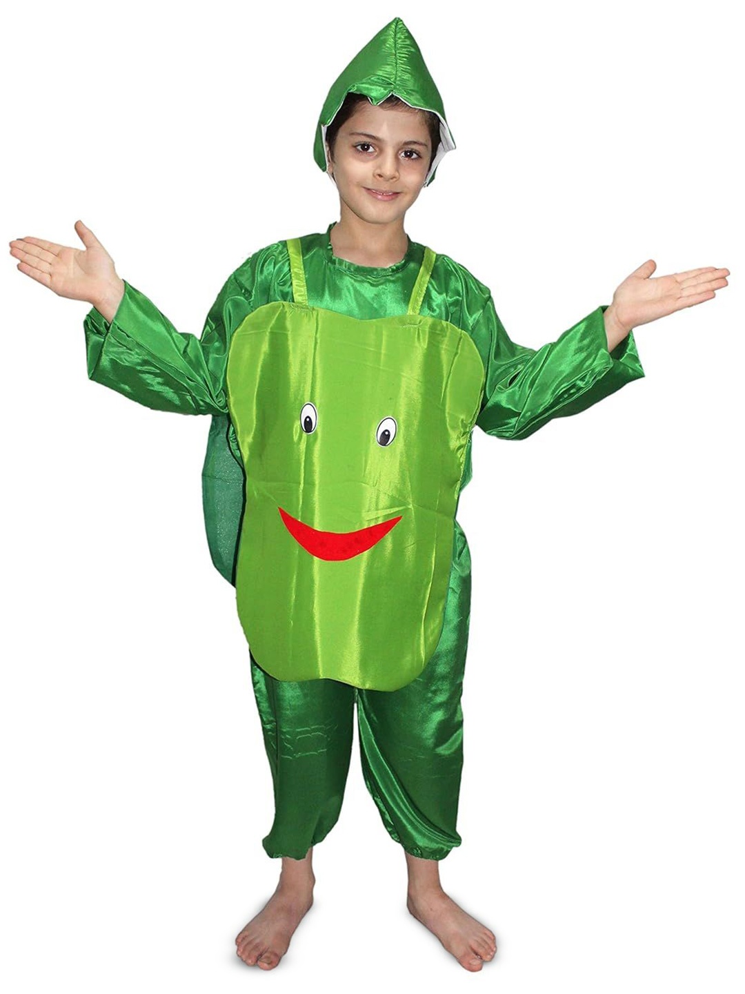 

Kaku Fancy dresses Kids Printed Capsicum Vegetables Costume Cutout with Cap, Green