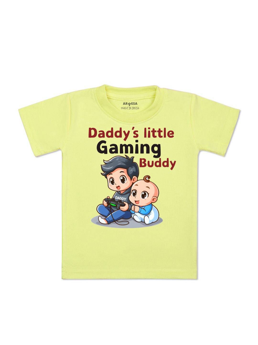 

Arvesa Kids Daddy Little Gaming Buddy Printed Tshirt, Yellow
