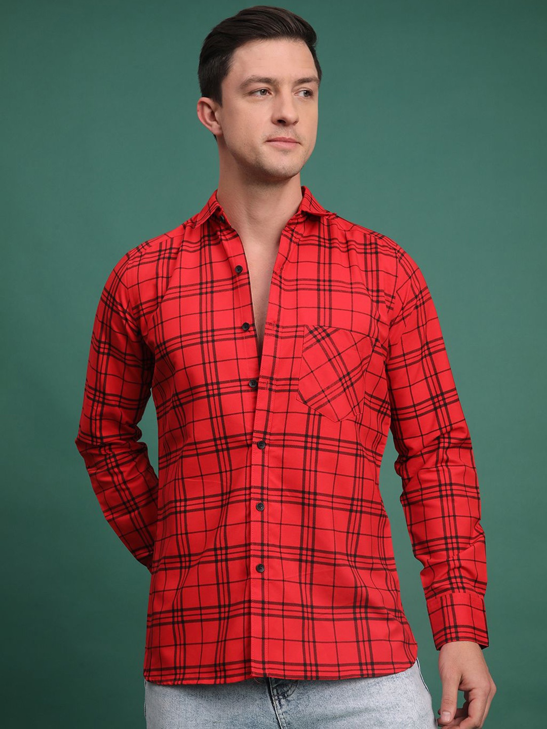 

Voroxy Men Relaxed Opaque Casual Shirt, Red