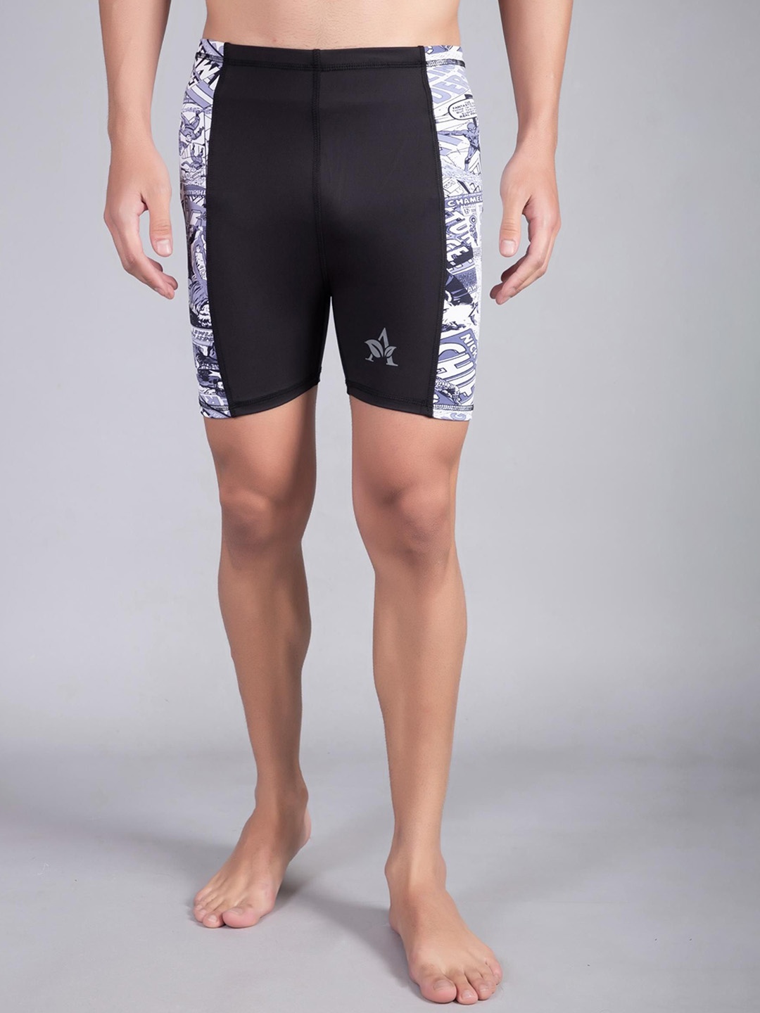 

UllasPemium Men Printed Swim Shorts, Black