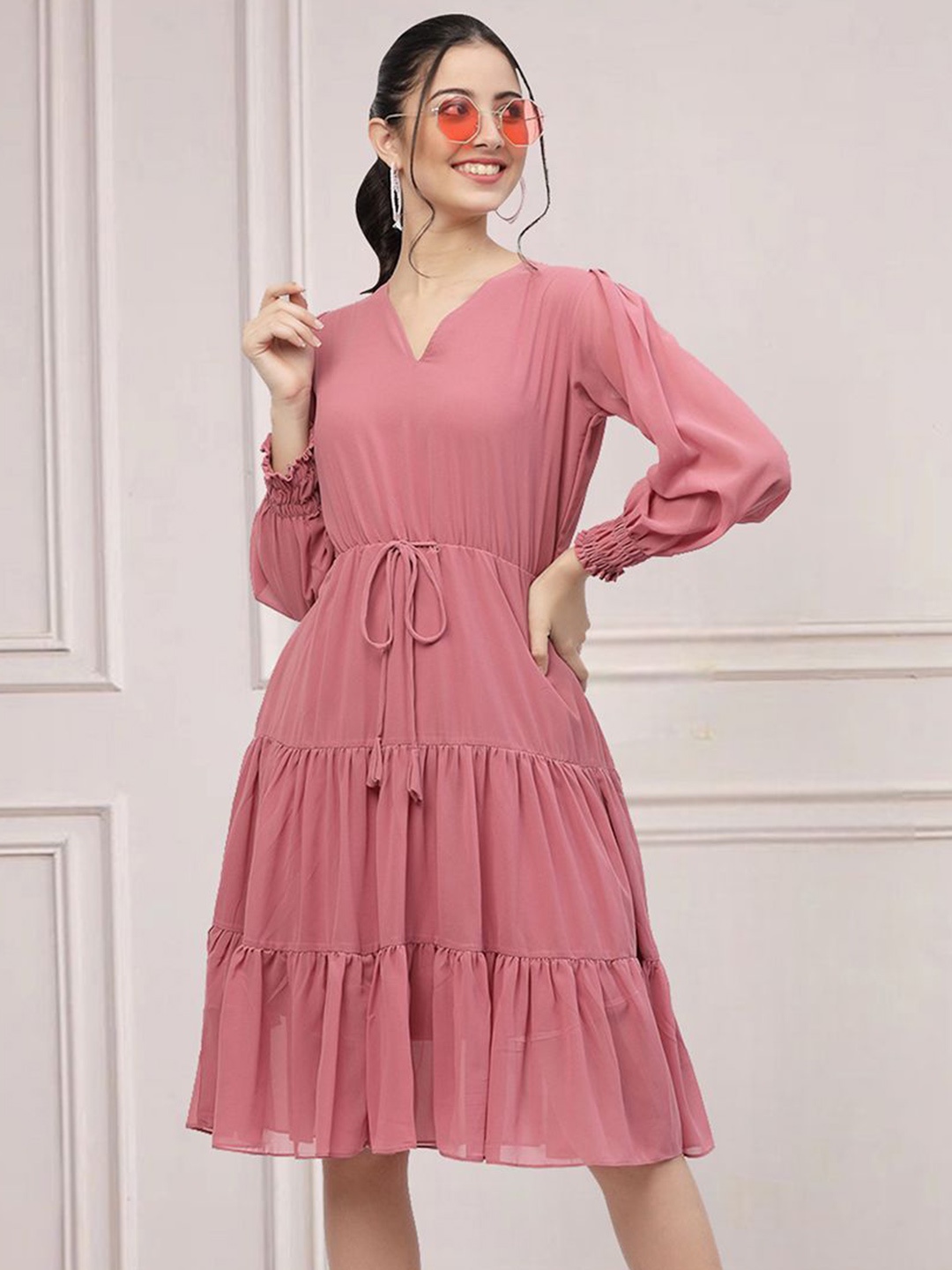 

Moda Rapido Floral Applique Fit & Flare Dress, Pink
