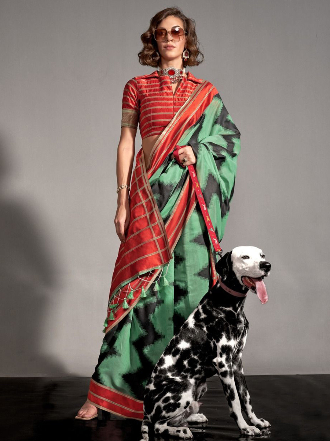 

Anouk Silk Blend Saree, Teal