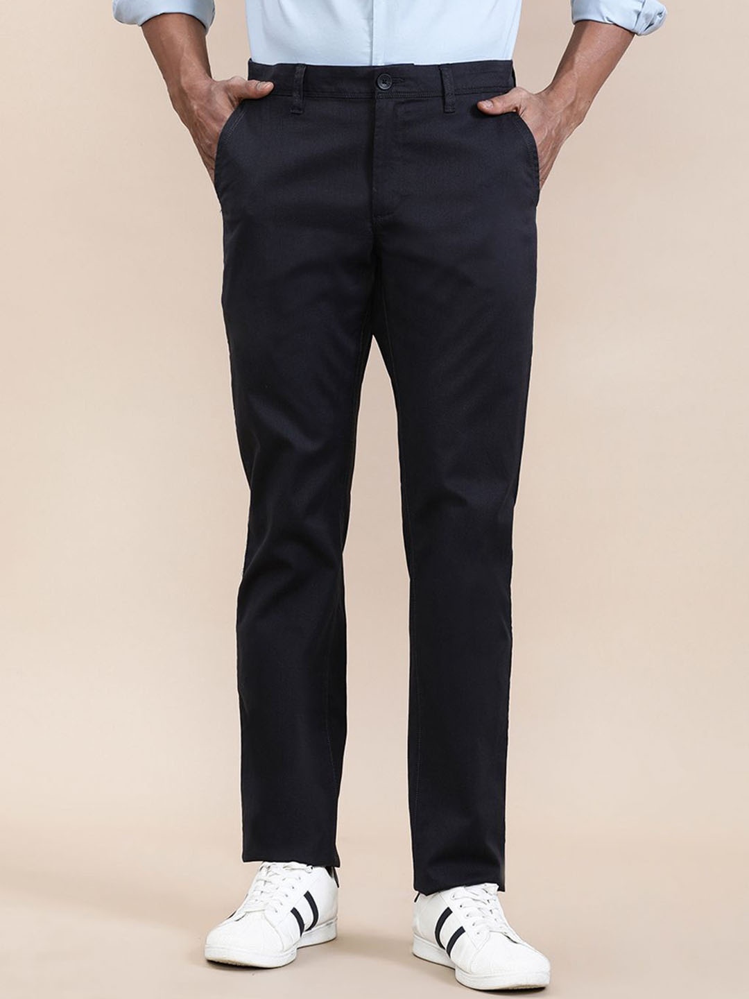 

Crocodile Men Premium Tone Textured Slim Fit Pants, Black