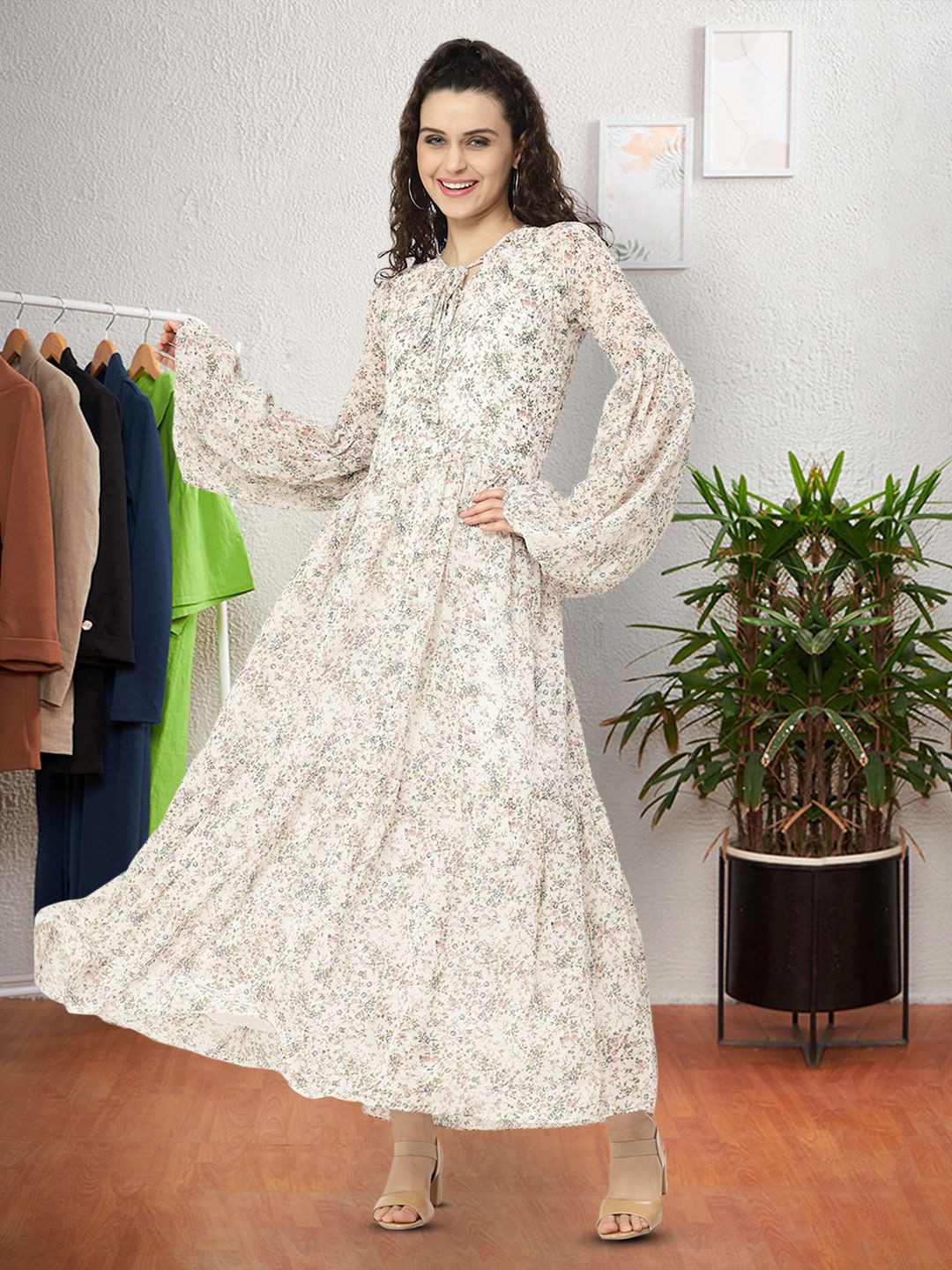 

Moda Rapido Floral Print Applique Fit & Flare Dress, Multi