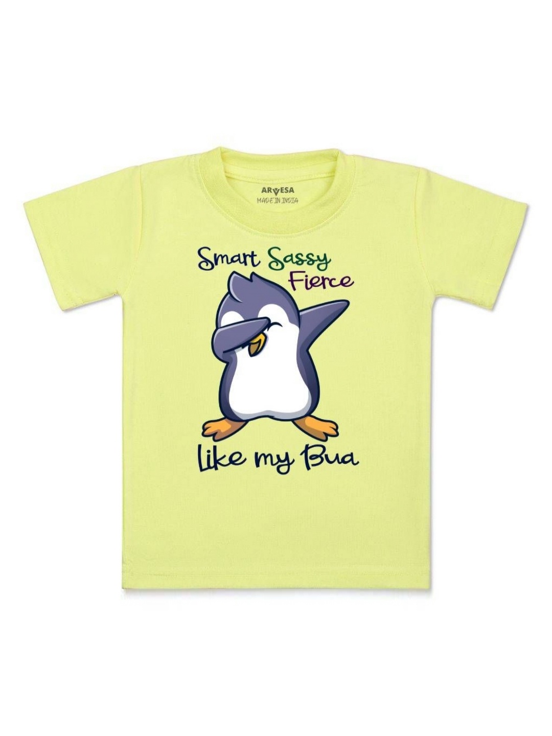 

Arvesa Kids Smart Sassy Like My Bua Printed Tshirt, Yellow