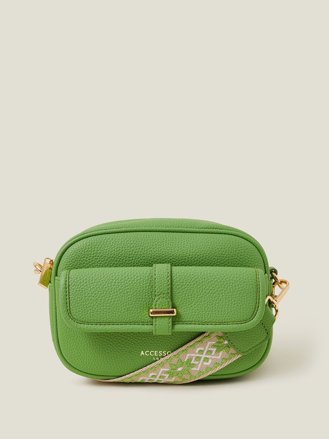 

Accessorize PU Structured Sling Bag with Tasselled, Green