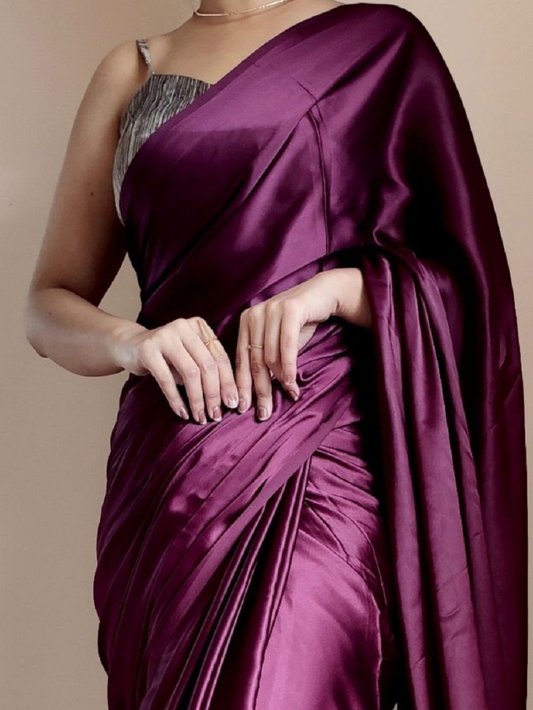 

Shopaz Satin Ready to Wear Saree, Purple