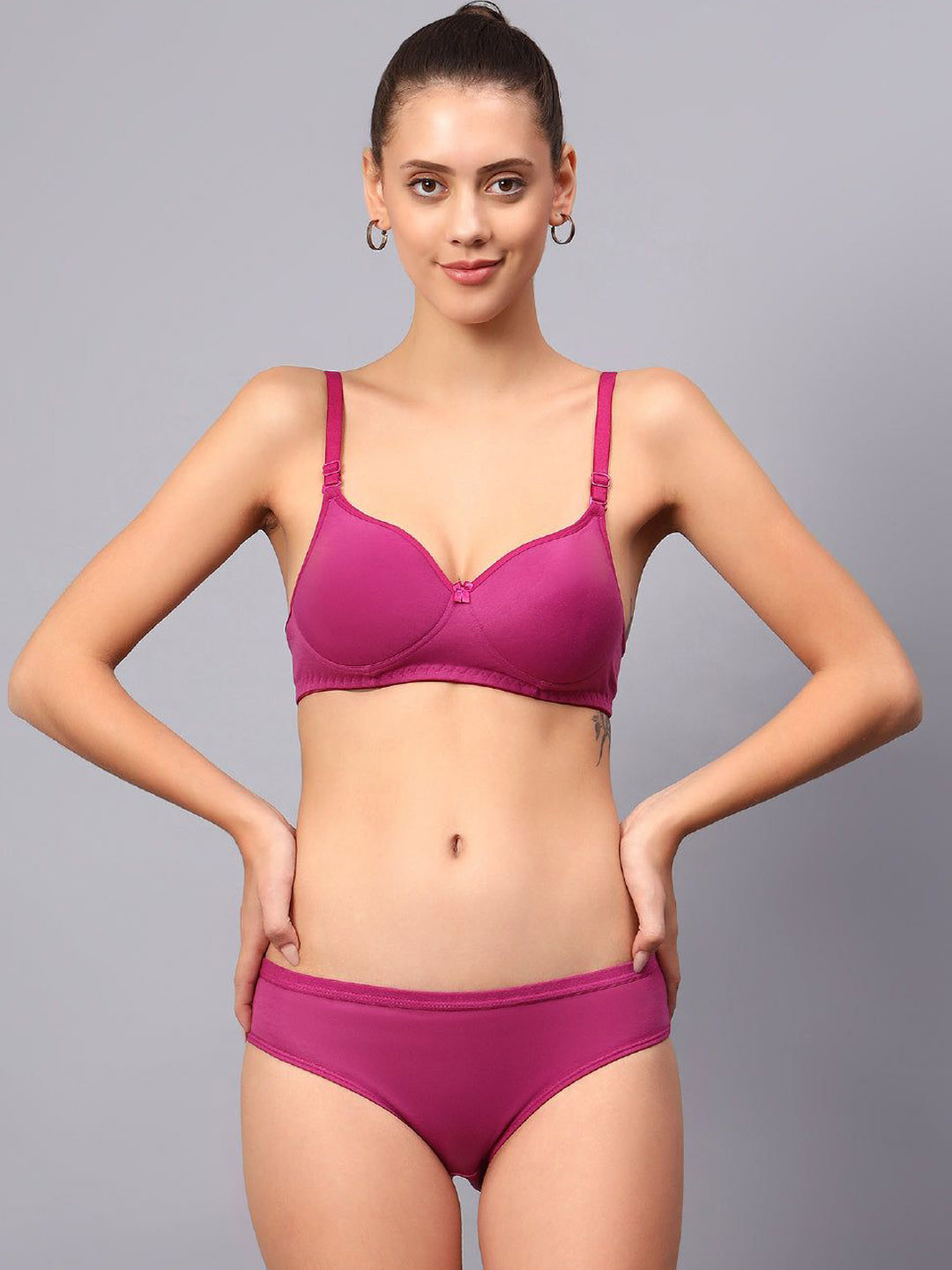 

Designer Bugs Pack Of 2 Cotton Non Padded Non Wired Lingerie Set NPLS-DP-30B, Purple