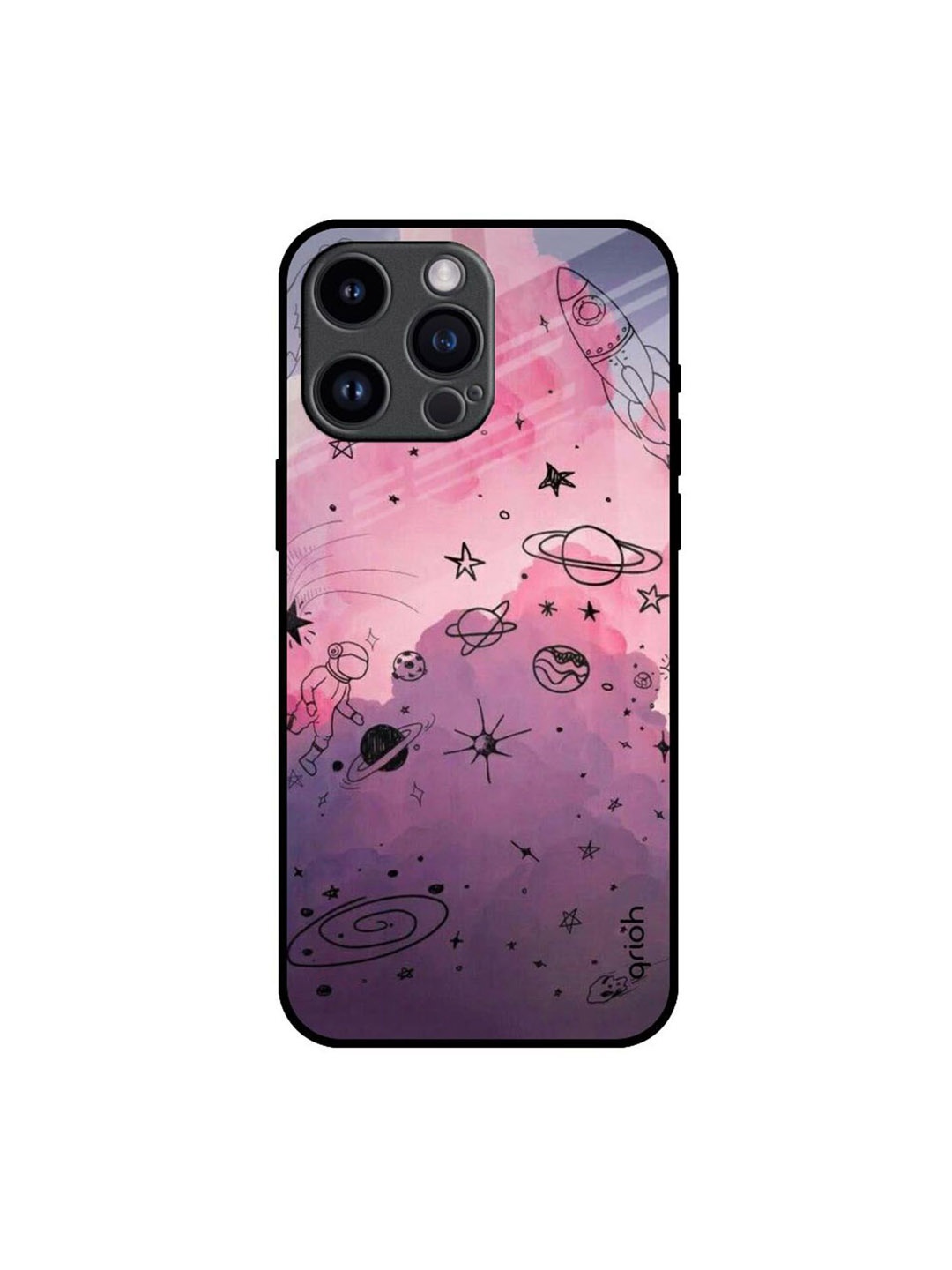 

QRIOH Space Doodles Printed iPhone 14 Pro Max Back Case, Purple