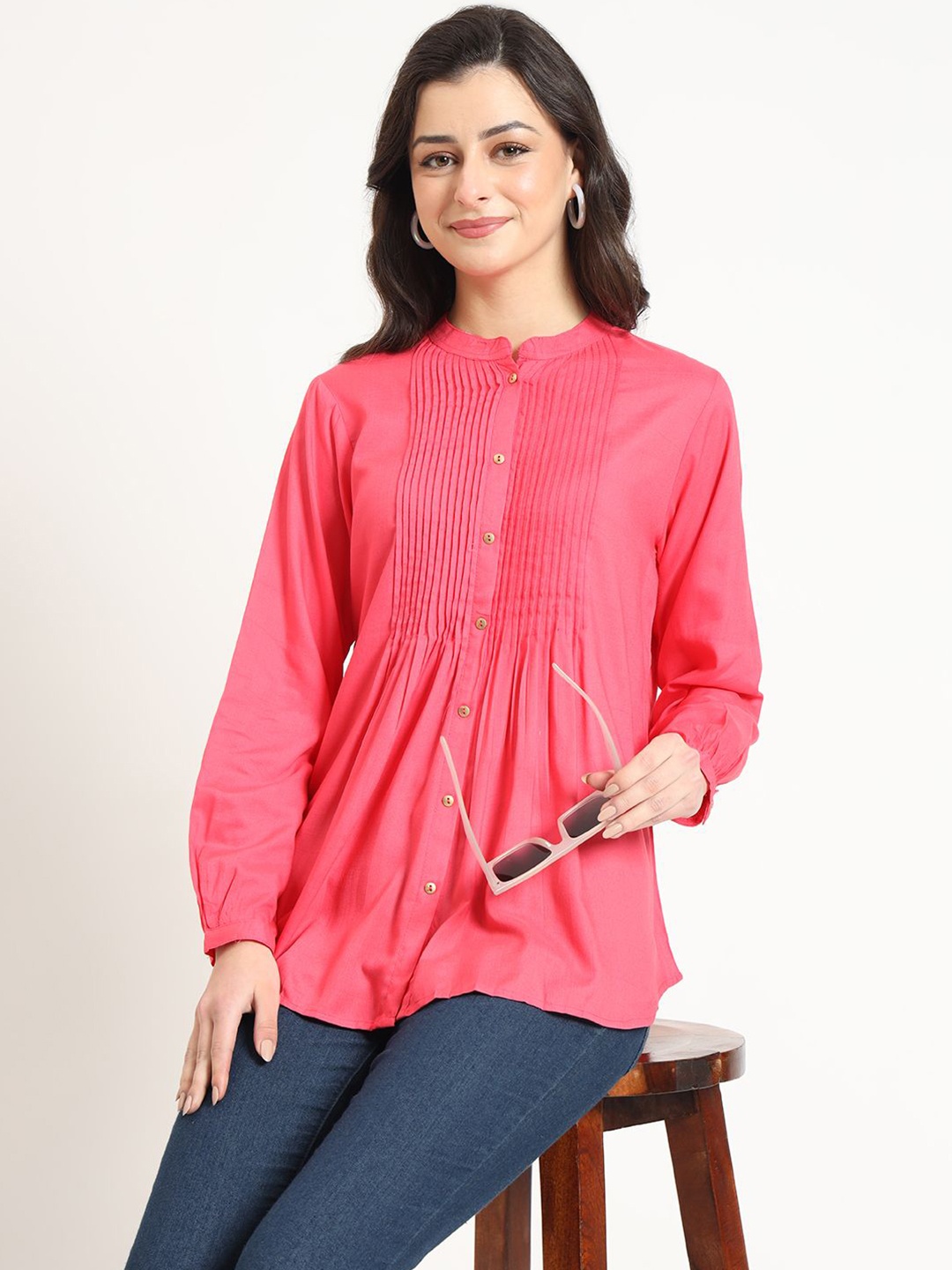 

BAESD Mandarin Collar Top, Peach
