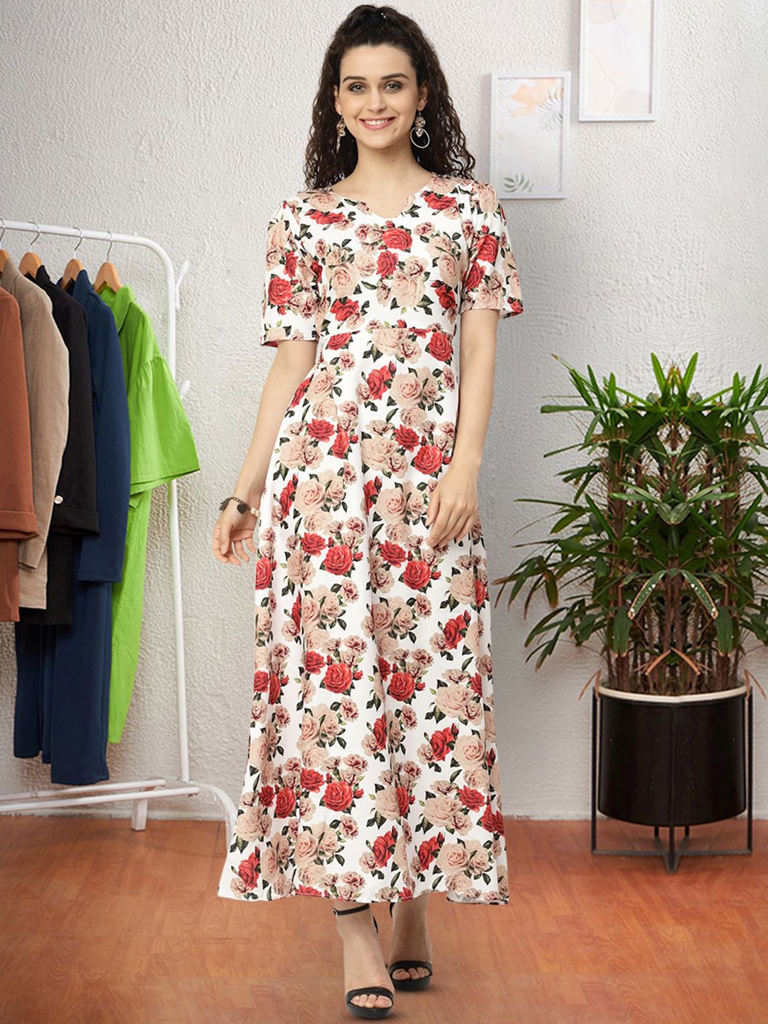 

Moda Rapido Floral Print Applique Fit & Flare Dress, Multi