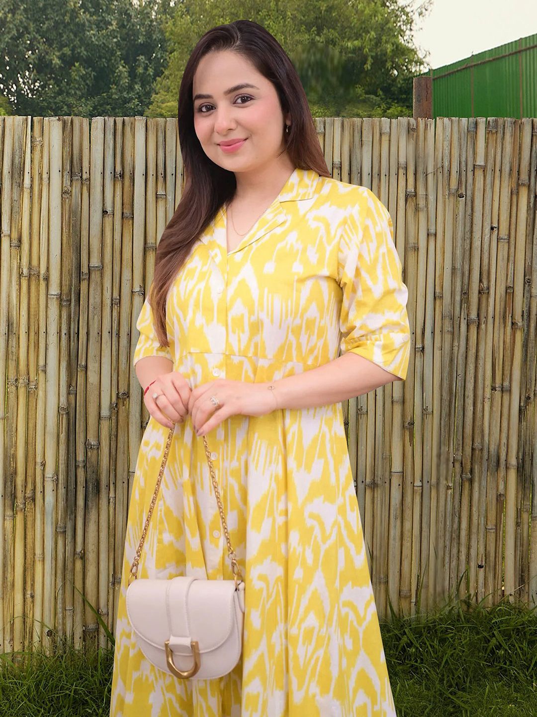 

Moda Rapido Floral Print Applique Fit & Flare Dress, Yellow