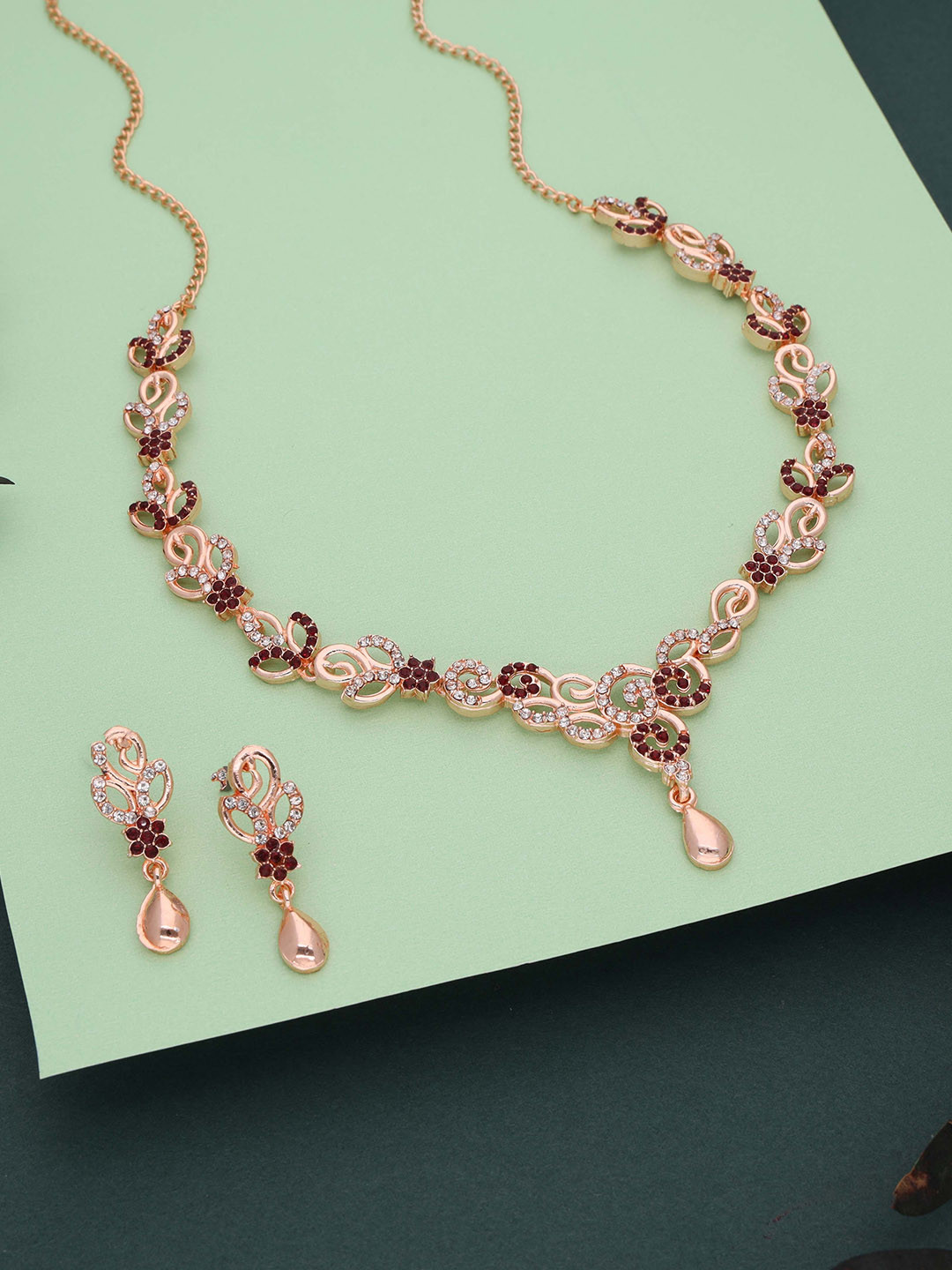

Anouk Gold-Plated Artificial Stone-Studded Necklace And Earrings