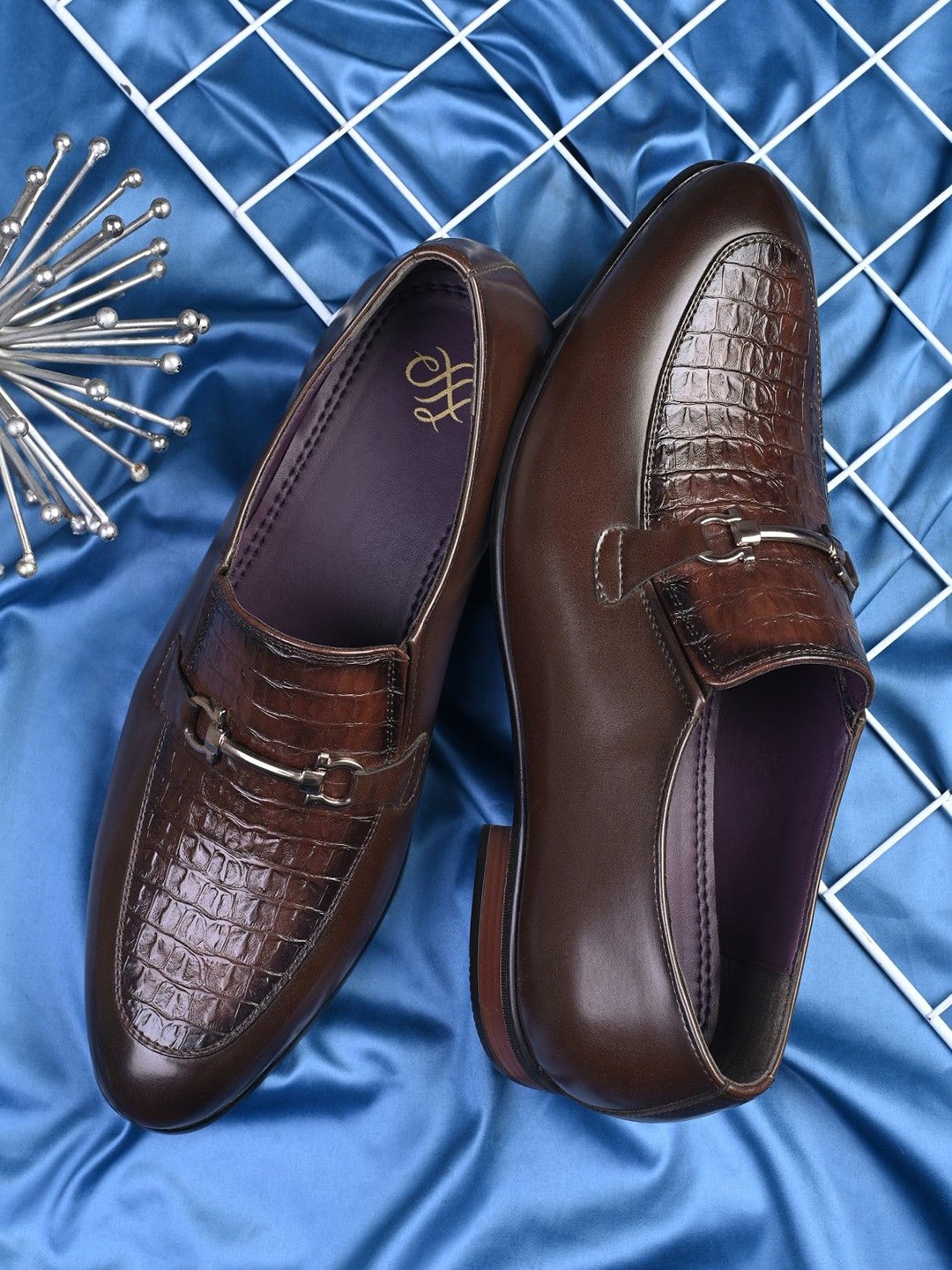 

House of Pataudi Men Textured Formal Loafers, Brown