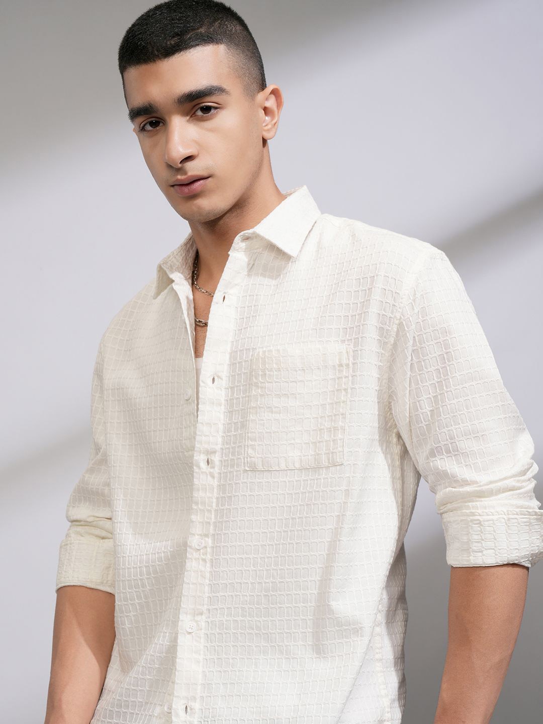 

HIGHLANDER Men Opaque Casual Shirt, White