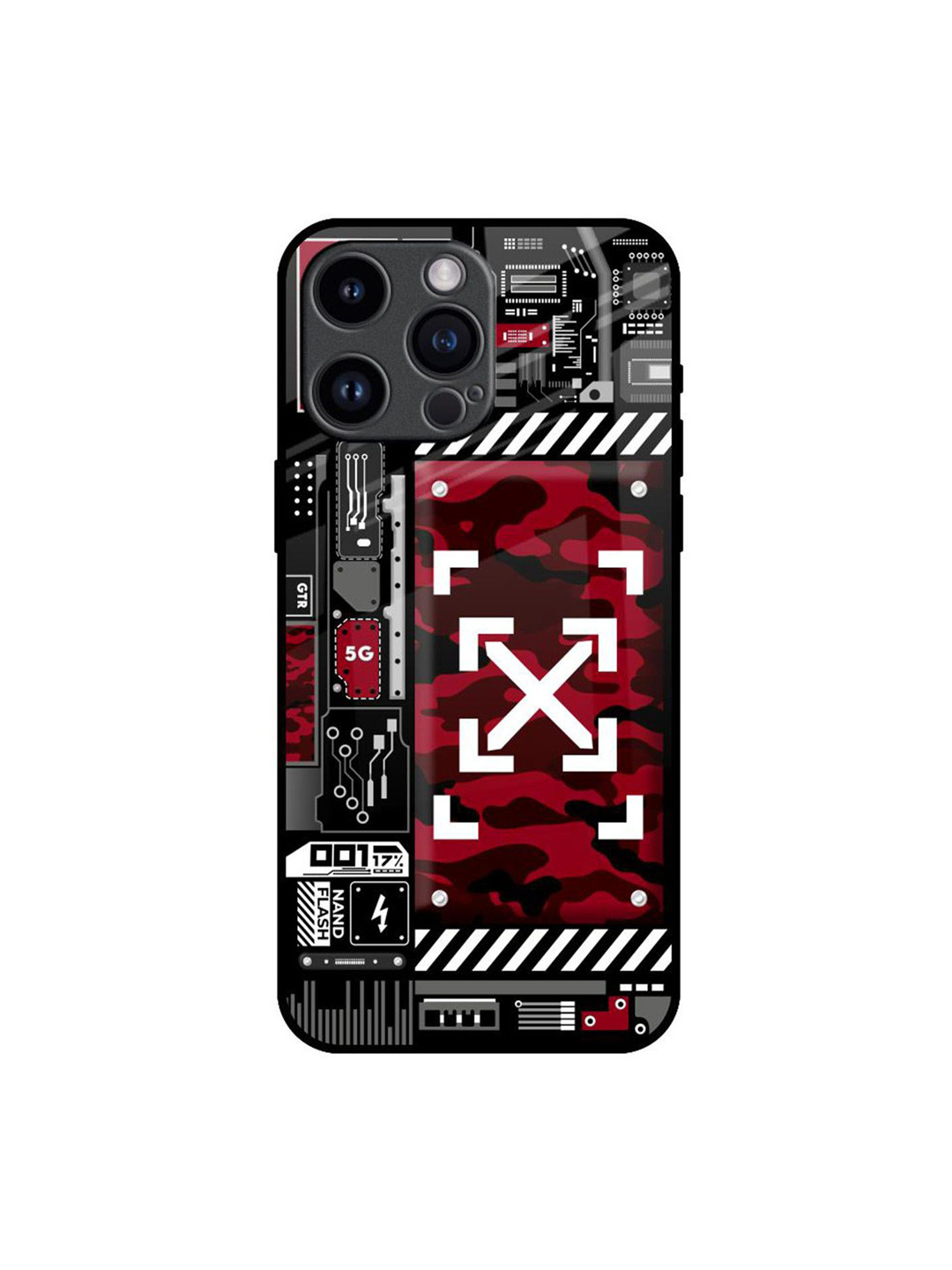 

QRIOH Technology Art Printed iPhone 14 Pro Max Back Case, Black