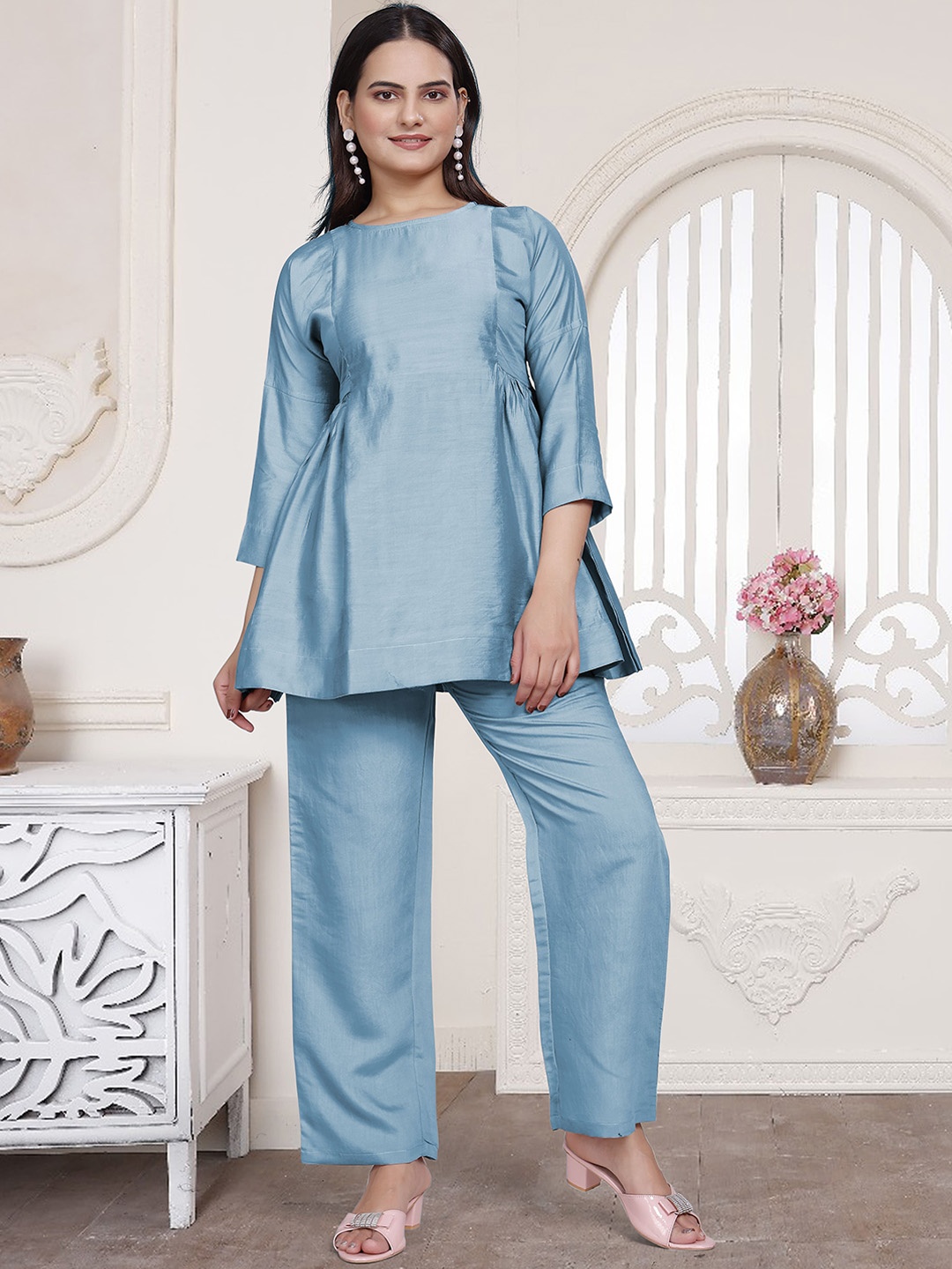 

Balora Round Neck Tunic And Trousers, Blue