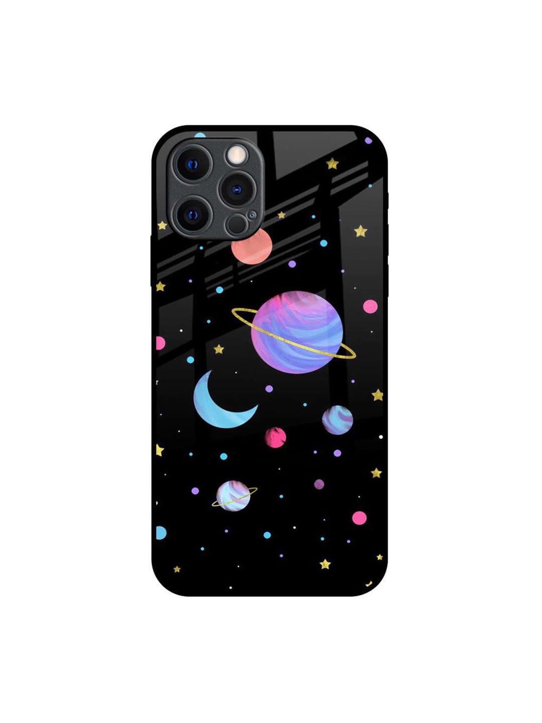 

QRIOH Quirky Printed iPhone 12 Pro Max Back Case Mobile Accessories, Black