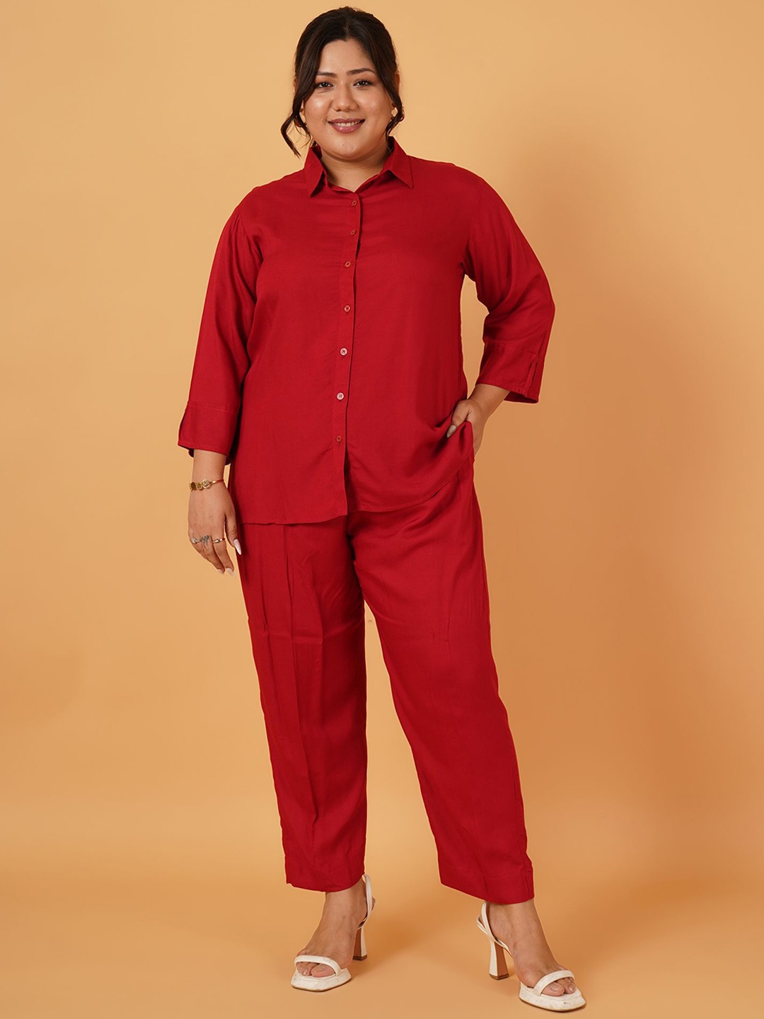 

ANGOORI FASHION Shirt & Trouser Co-Ord, Red