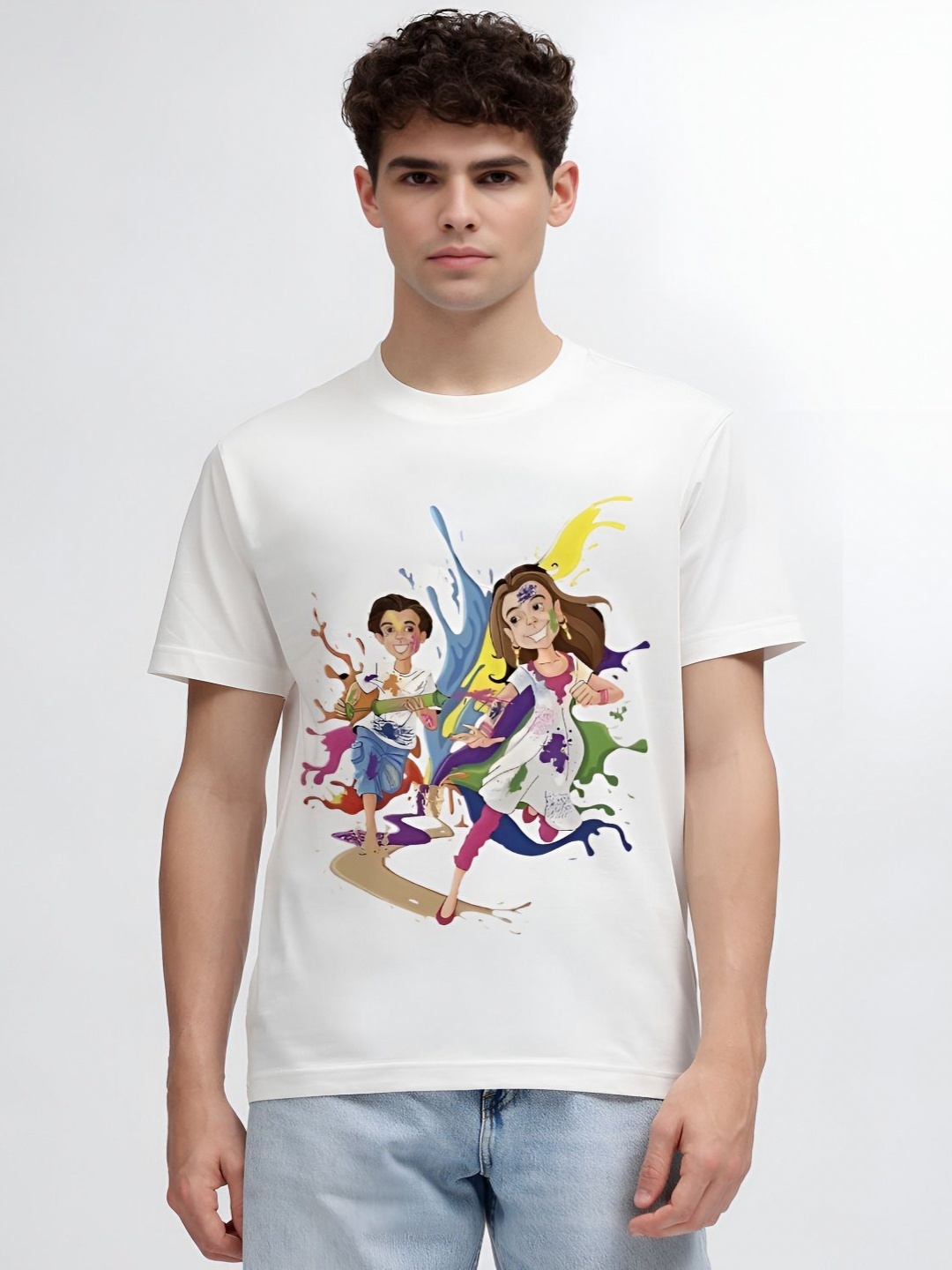 

MAYKR Men Printed Raw Edge T-shirt, White