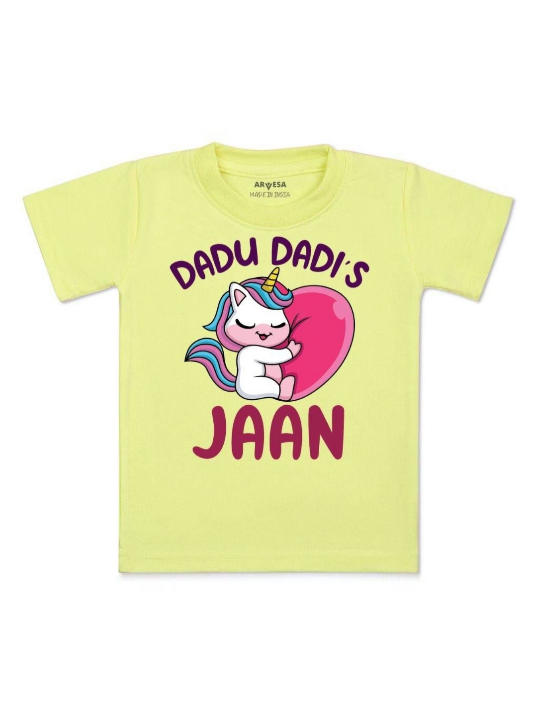 

Arvesa Kids Dada Dadi Jaan Printed Tshirt, Yellow