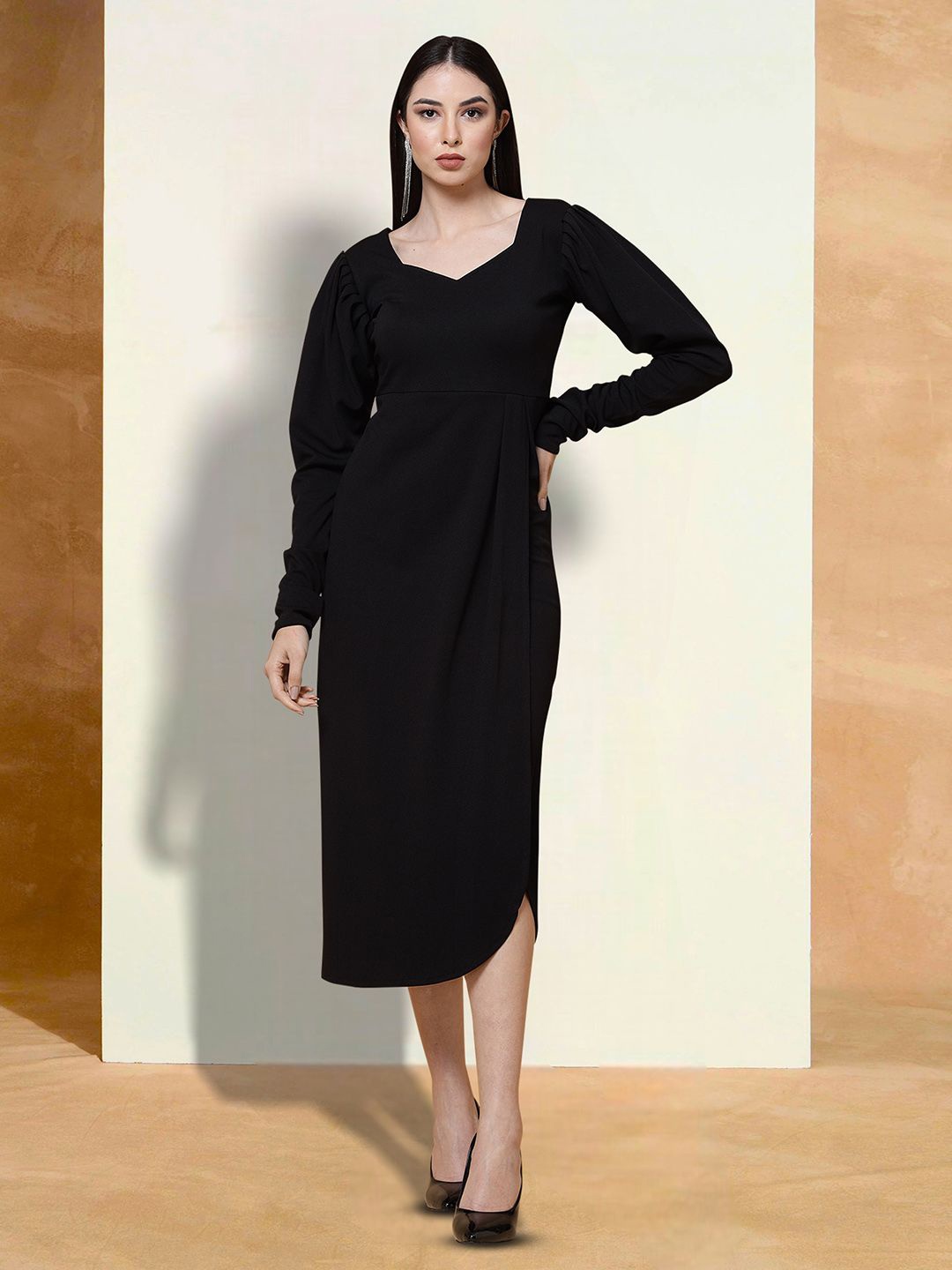 

Moda Rapido Applique Fit & Flare Dress, Black