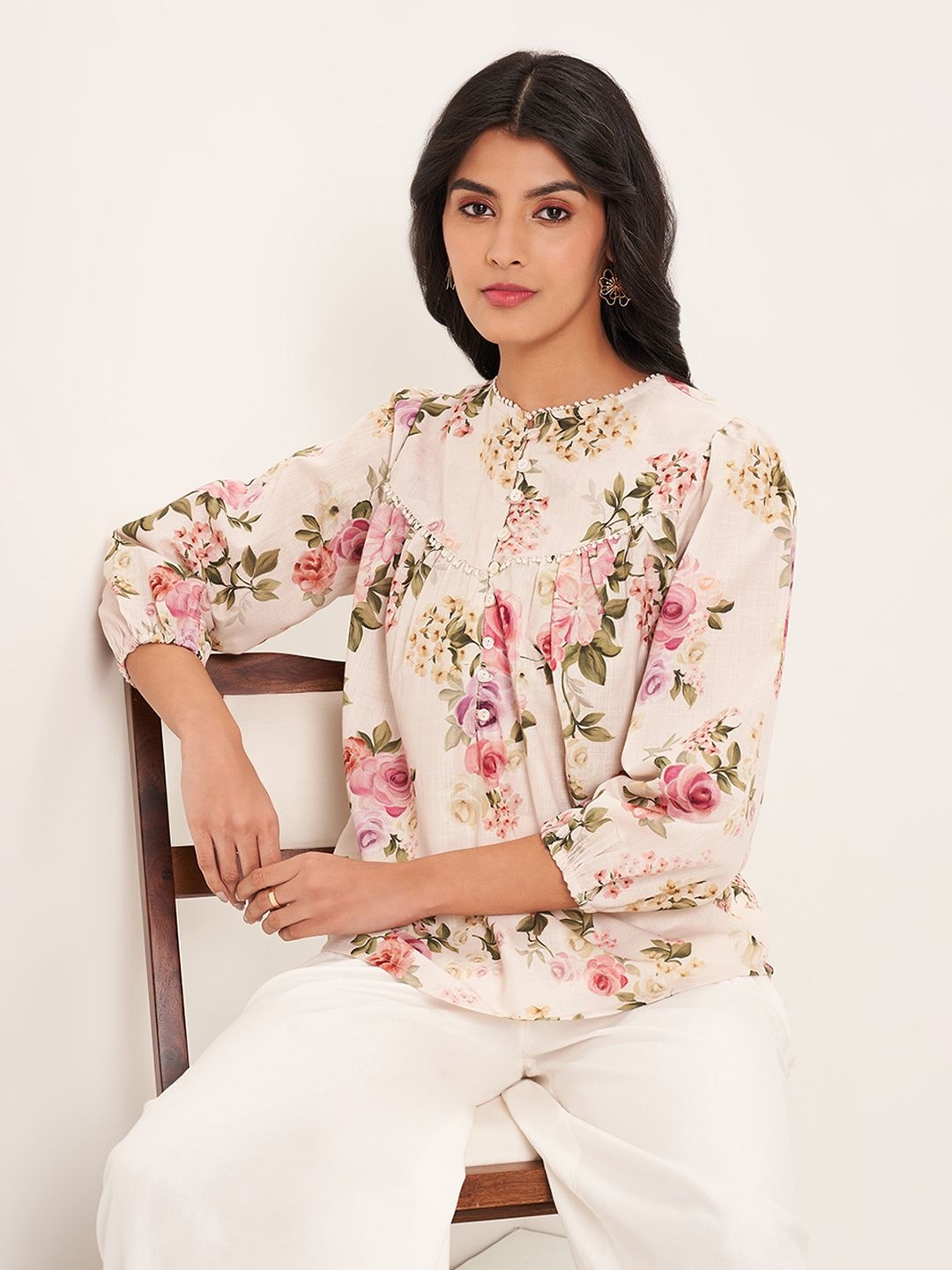 

AKKRITI BY PANTALOONS Women Printed Tunic, Off white
