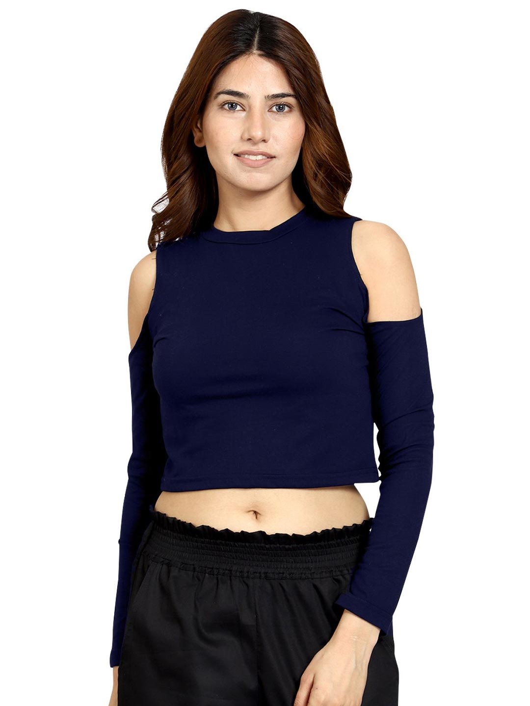 

ROARERS Cold-Shoulder Cotton Crop Top, Na
