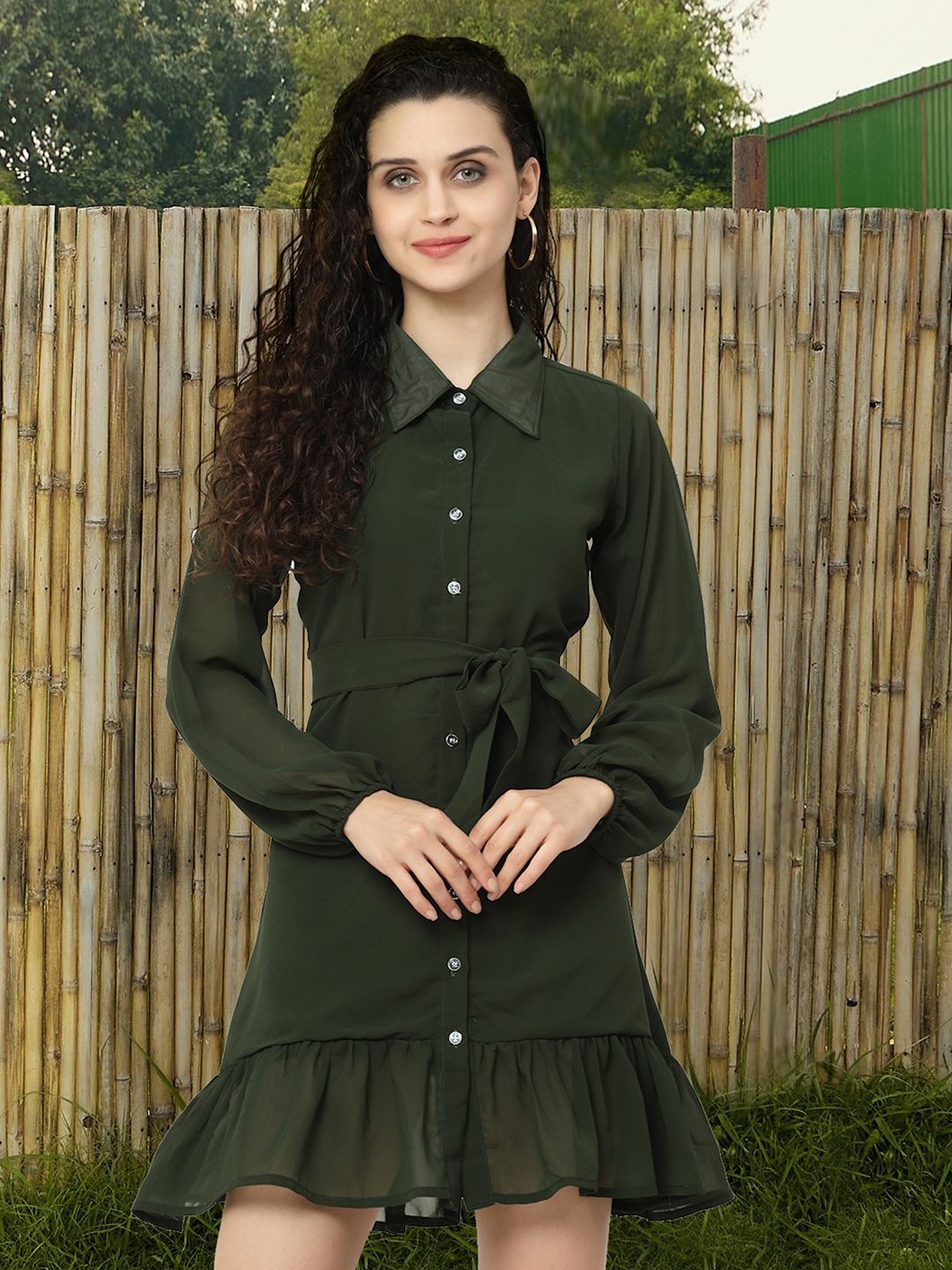 

Moda Rapido Floral Applique Fit & Flare Dress, Green