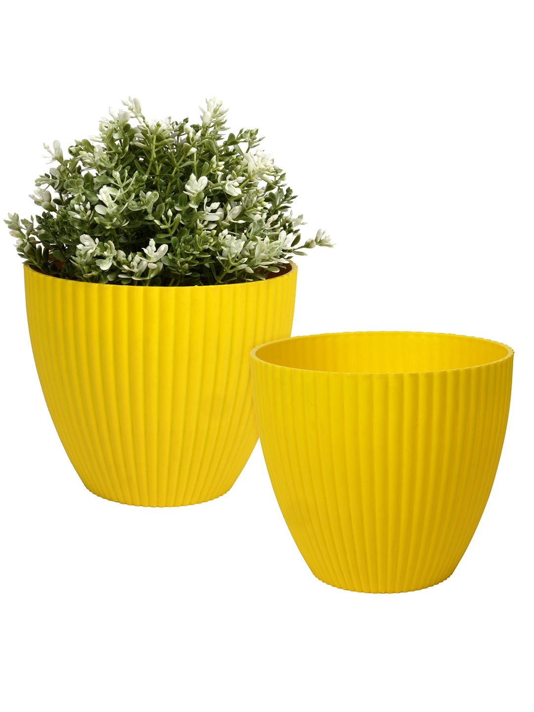 

Kuber Industries Yellow 2 Pieces Textured Planters