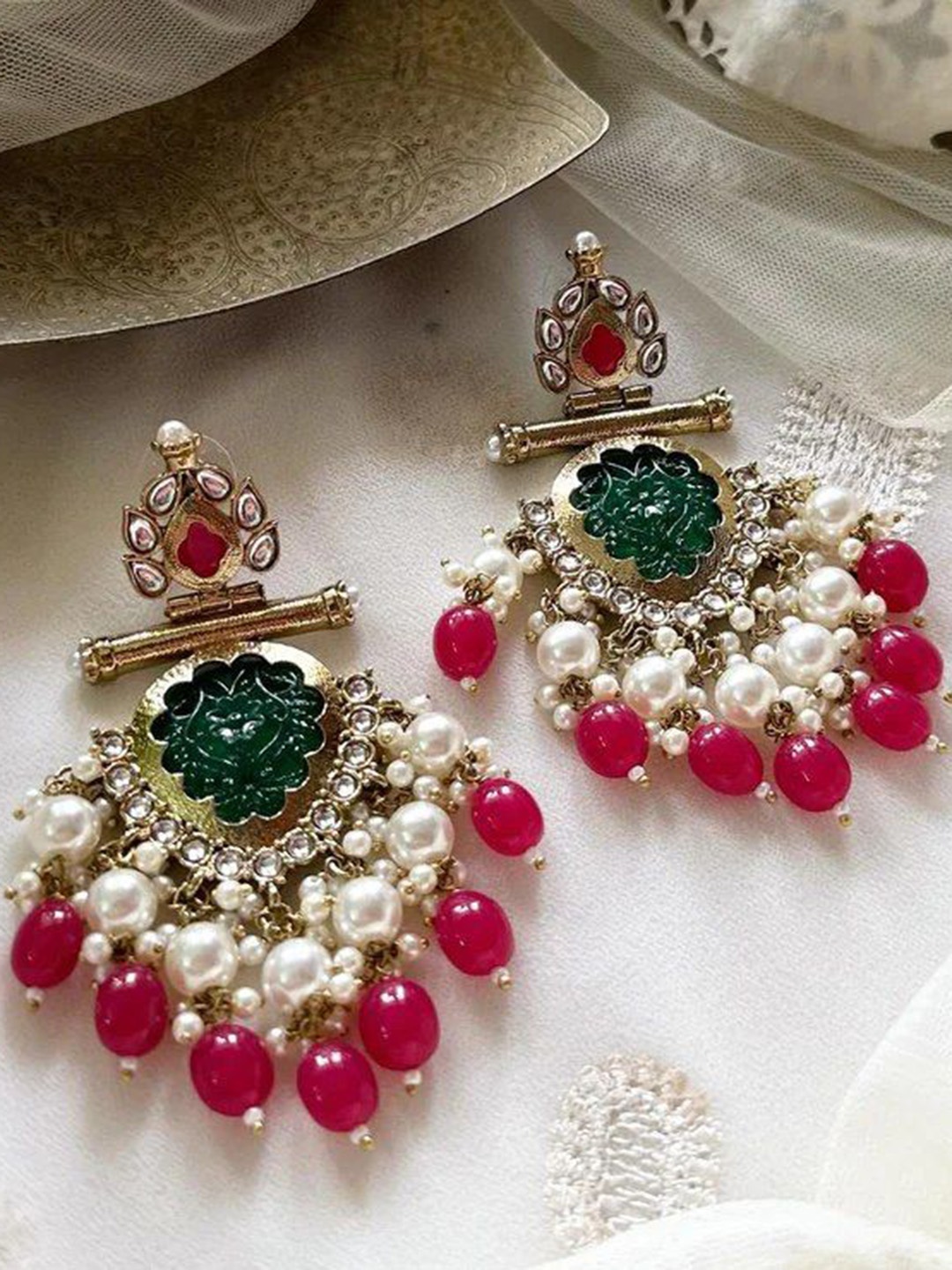 

Anouk Diamond Shaped Jhumkas Earrings, Gold