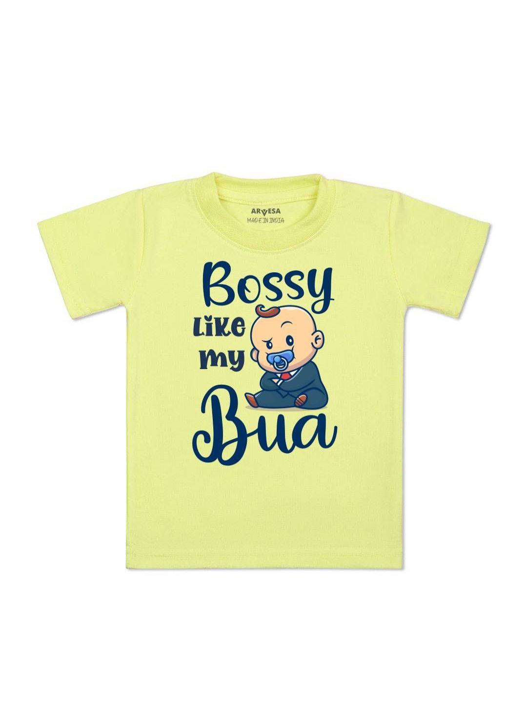 

Arvesa Kids Bossy Like My Bua Printed Tshirt, Yellow