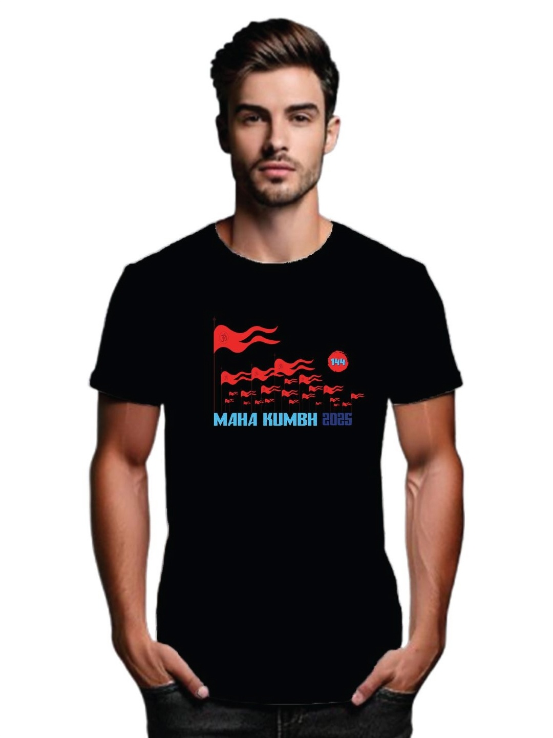 

Tantra Men Printed Applique T-shirt, Black